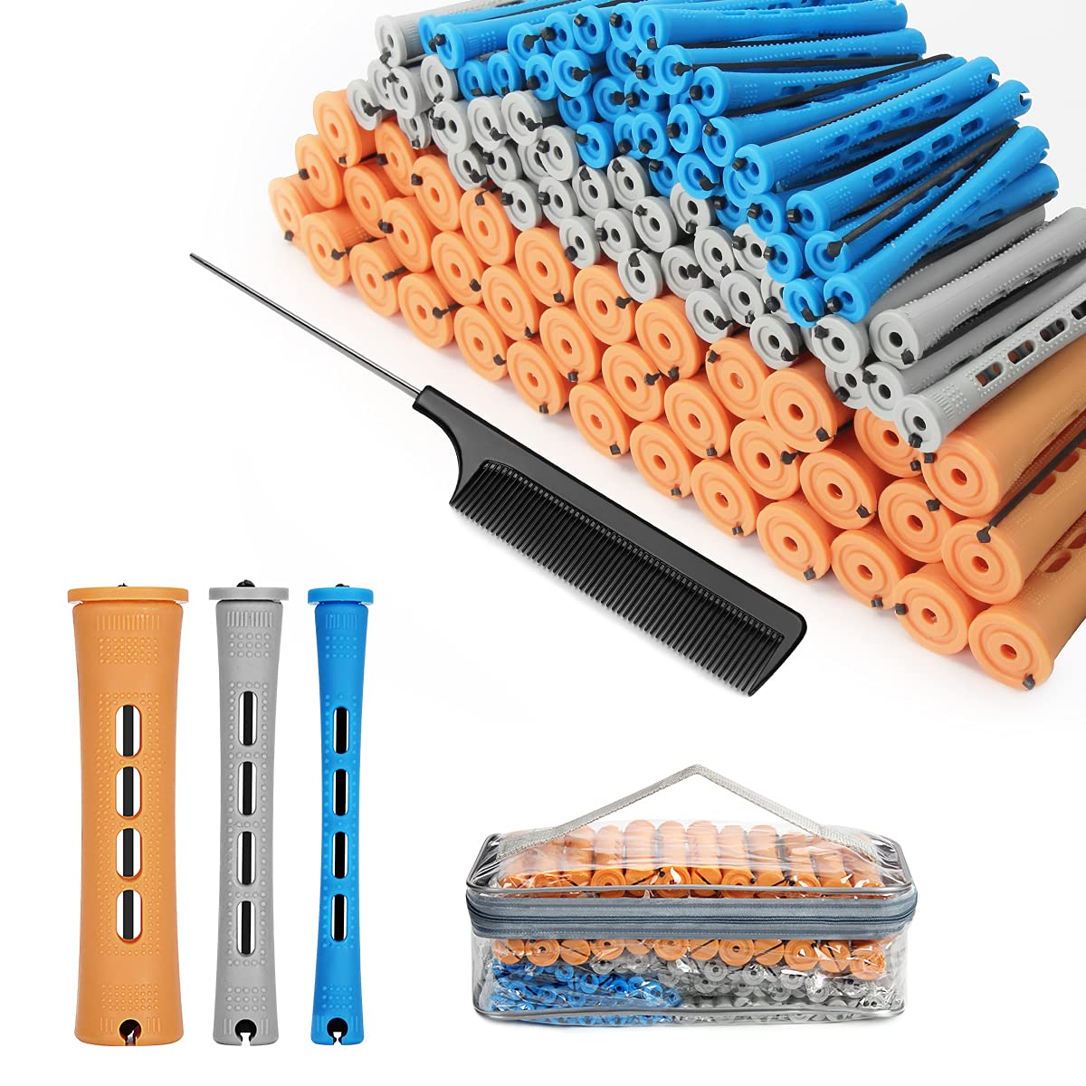 BELICOO 108pcs Cold Wave Hair Perm Rods Hair Rollers Set 0.9 cm/ 1.5 cm/ 2.2 cm Large Medium Small Hair Curlers Kit for Long & Short Hair Different