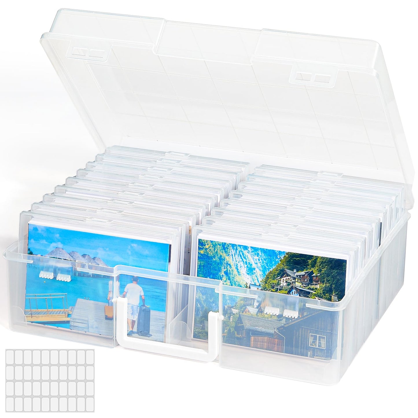 Lifewit Photo Storage Box 4" x 6" Photo Case, 18 pcs Inner Photo Keeper, Clear Photo Boxes Storage, Plastic Photo Organiser for Seed, Cards, Picture,