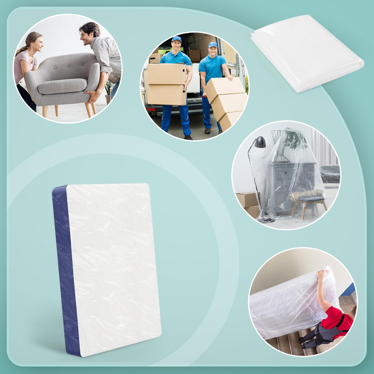Double Mattress Bag for Moving and Storage,Mattress Protector Storage Bag,Waterproof Mattress Storage Bag,Heavy Duty, Reusable, Tearproof (Super King)