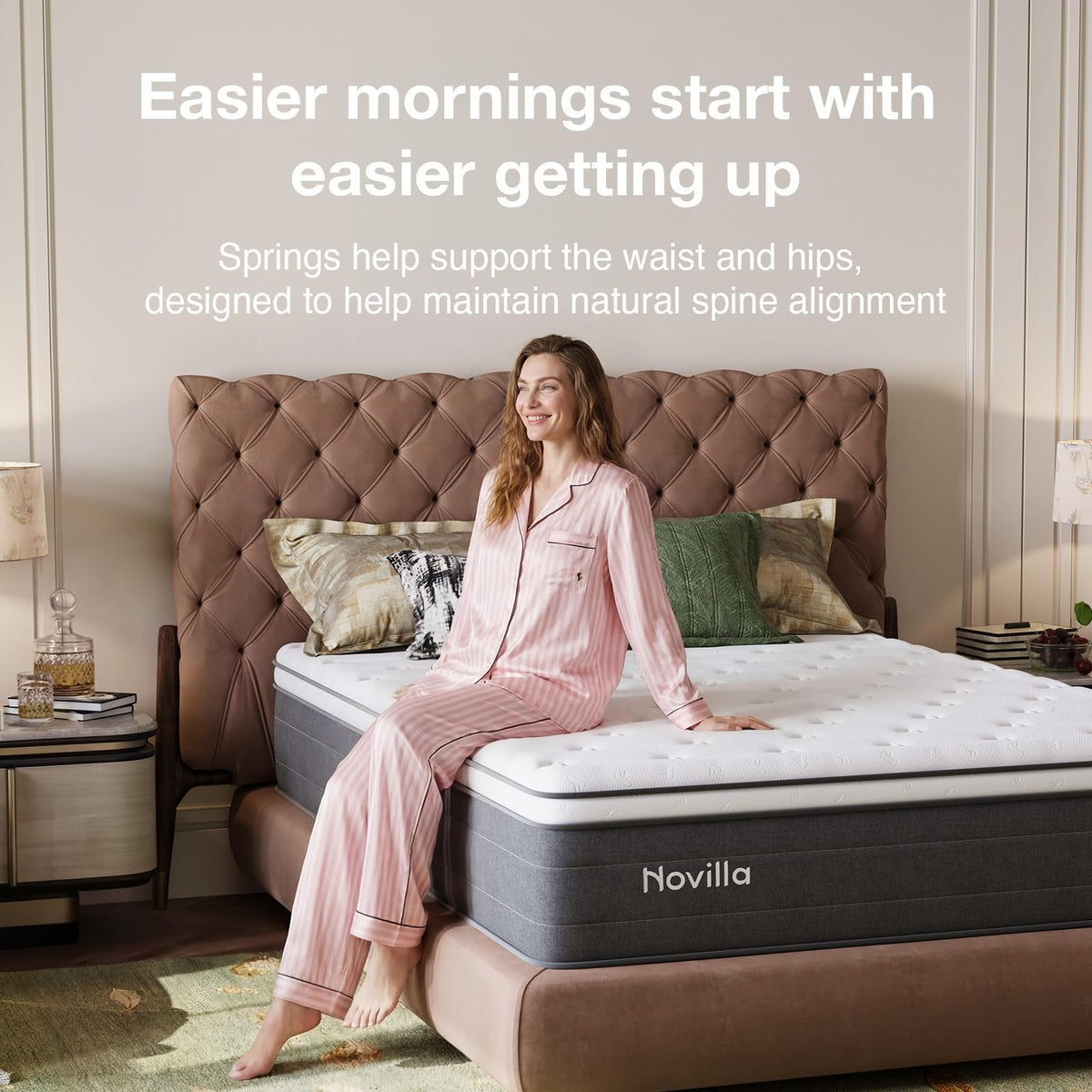 Novilla Single Mattress 3FT –22CM Medium Firm Memory Foam Hybrid Mattress with 7-Zone Pocket Sprung Support, Motion Isolation, Back Relief