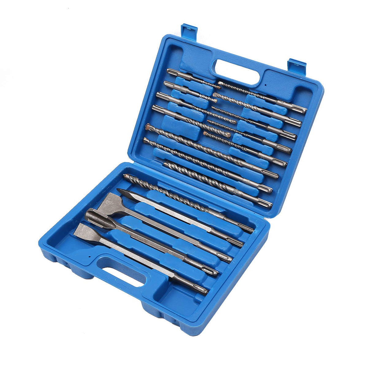 TOPWAY SDS Plus Drill Bit Set with Chisels 17PCs, SDS-Plus Rotary Hammer Drill Bits for Concrete Brick Masonry Marble Granite, Storage Case Included