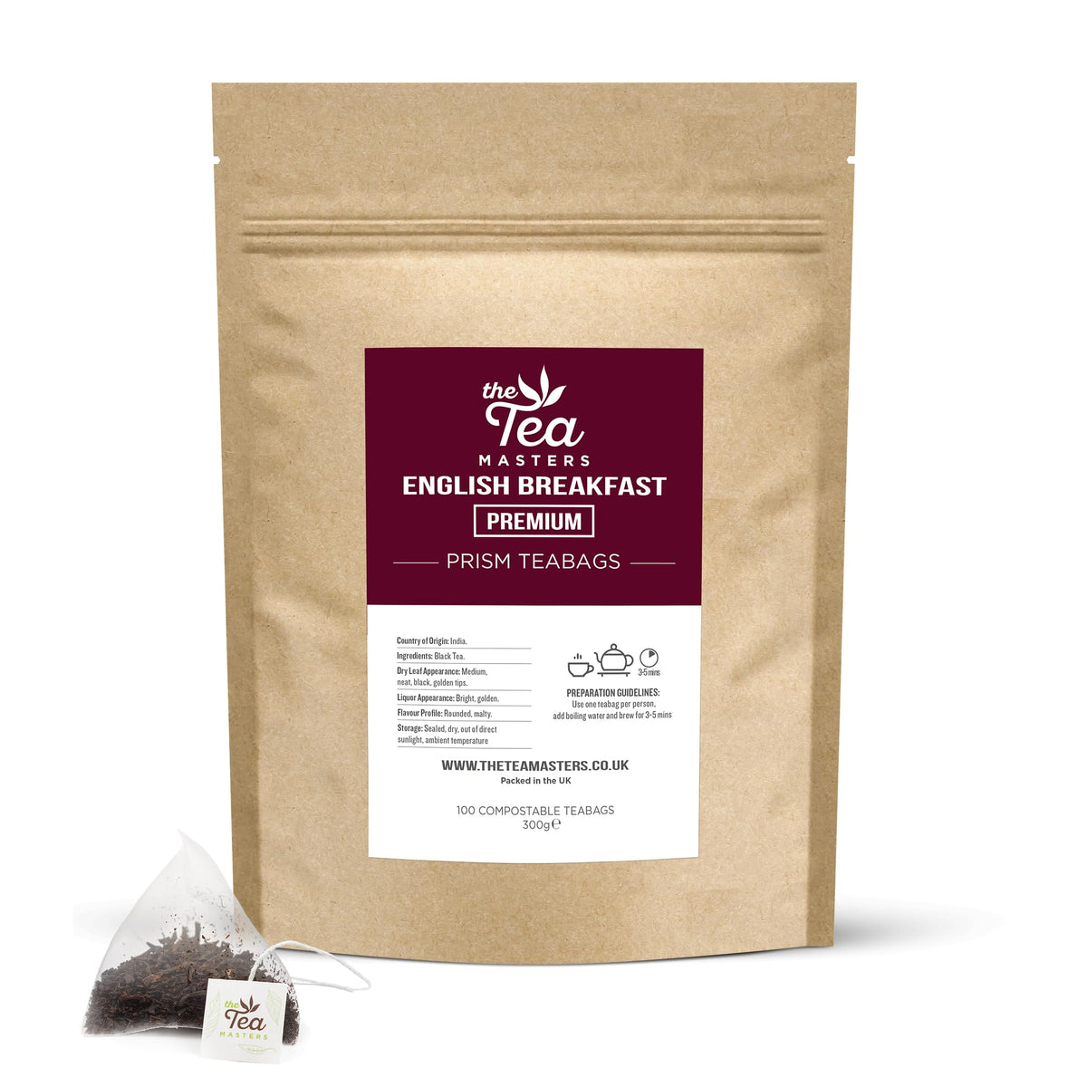 The Tea Masters Prism Tea Bags - English Breakfast Premium (1x100)