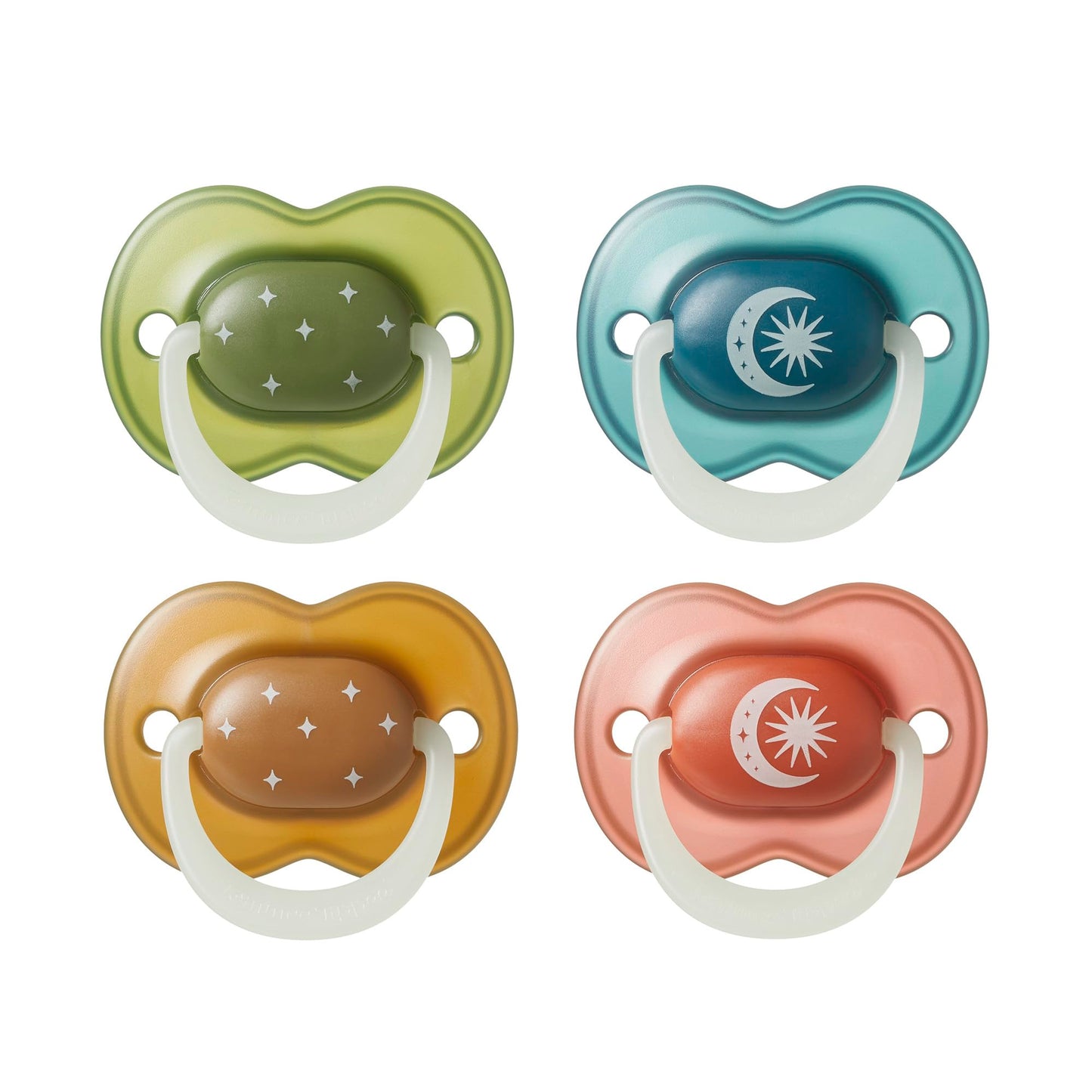 Tommee Tippee NightGlow Dummy, 18-36 Months, 4 Pack, Glow in The Dark, Orthodontic Soother, Air Holes, Symmetrical Teat, Steriliser Safe, BPA Free,