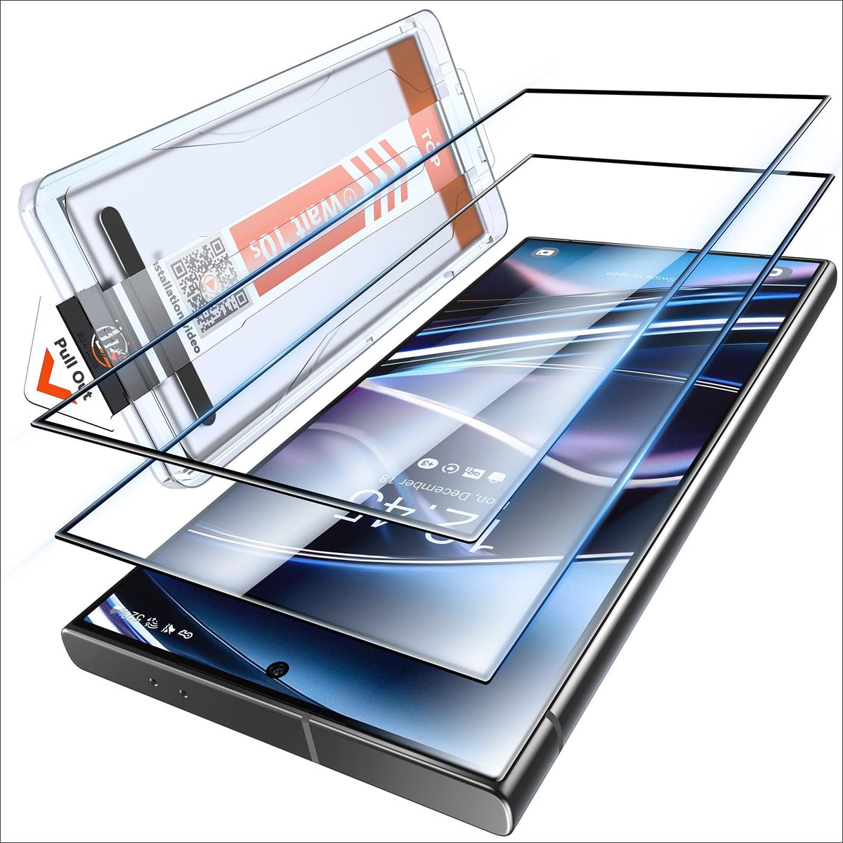 LK for Samsung S24 Ultra Screen Protector, 2 Pack HD Tempered Glass Screen Protector + 1 Dust Free Installation Tool, HD Screen, Anti- Scratch, Easy