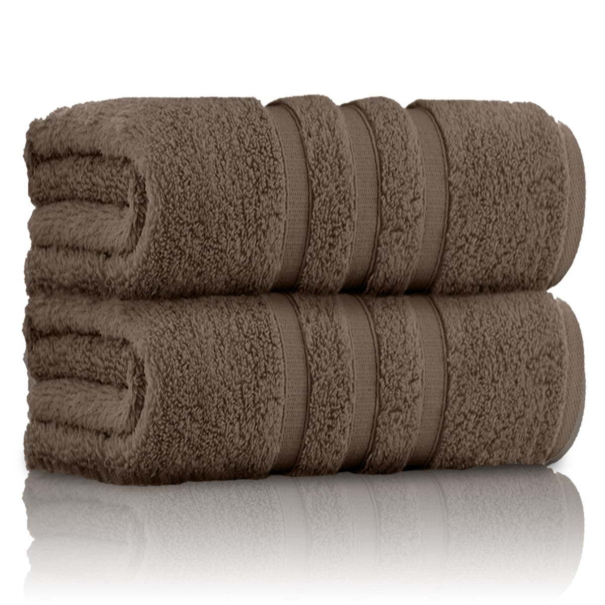 GC GAVENO CAVAILIA Pack of 2 Ultra Soft Super Absorbent Bath Sheets, 550 GSM 100% Cotton Line Texture Towels, Cocoa, 80x140 Cm