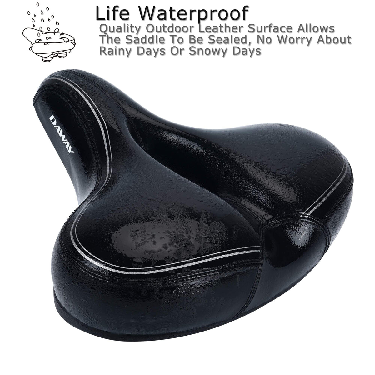 DAWAY C30i Comfortable Oversized Bike Seat - Memory Foam Padded Exercise Bicycle Saddle for Peloton, Stationary, Mountain, Road Bikes - Extra Wide
