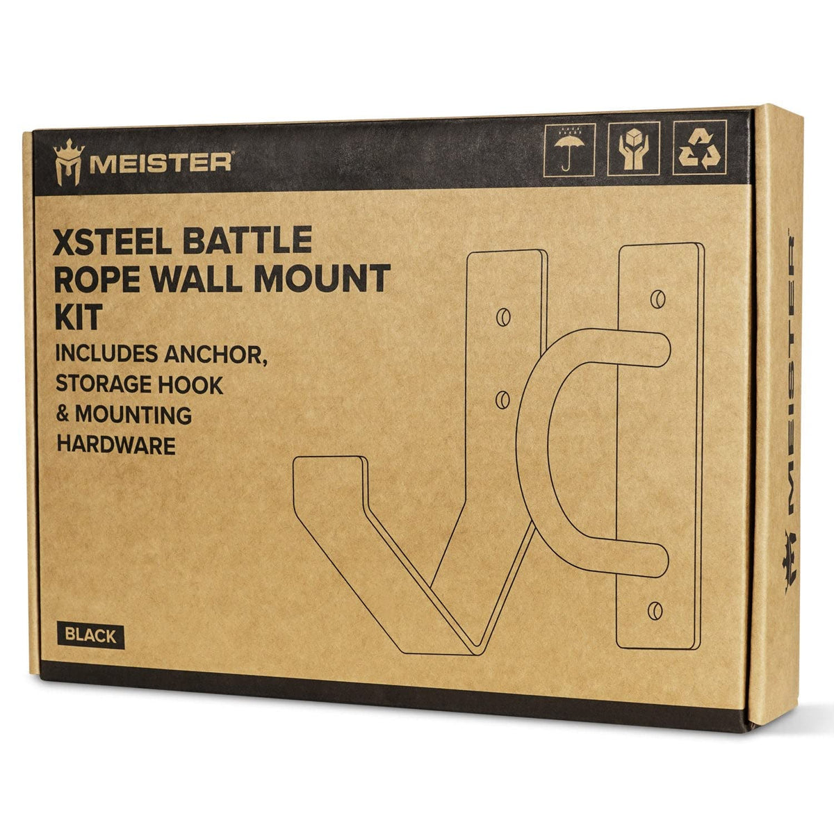 Meister XSteel Battle Rope Wall Mount Kit w/Anchor & Storage Hook - Matte Black
