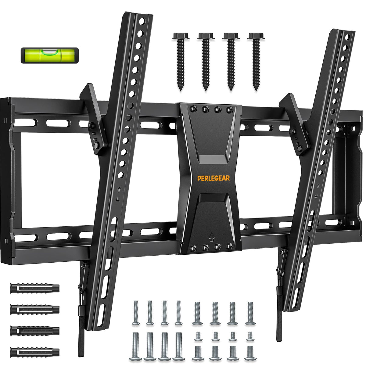 Perlegear TV Wall Bracket for Most 37?82 inch LCD LED 3D Plasma TVs up to 60kg, Slim Tilt TV Bracket for Flat or Curved TVs Max VESA 600x400mm, Large