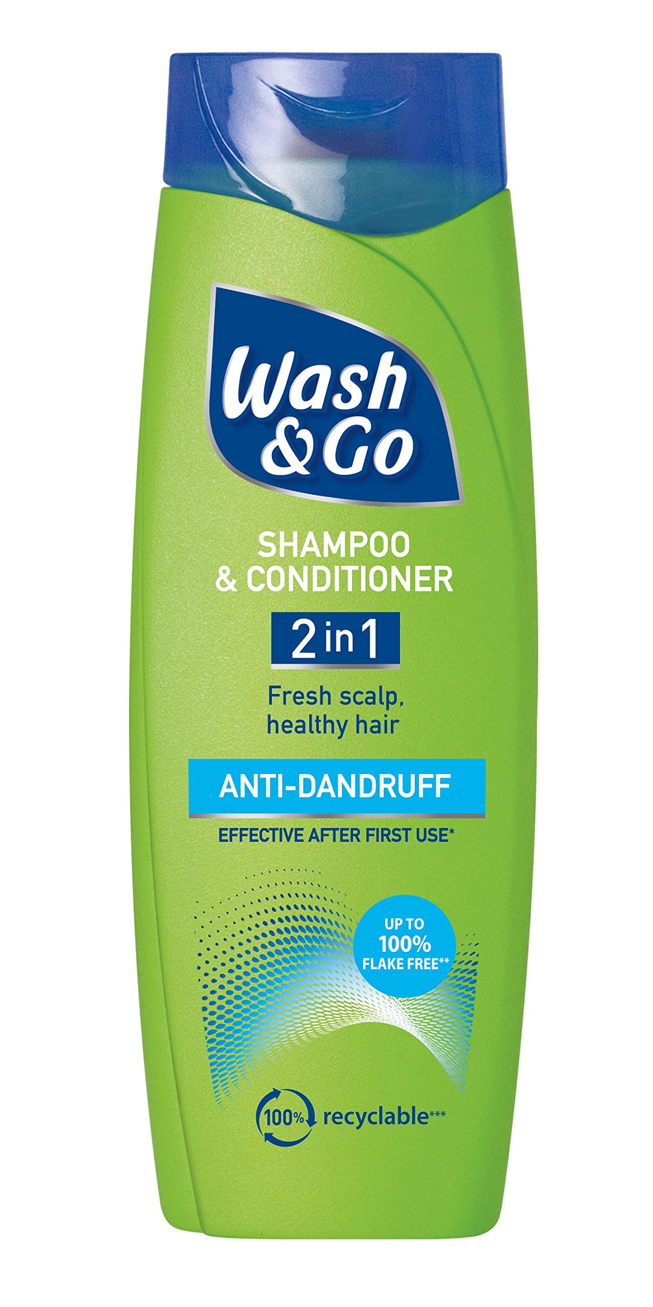 Wash & Go Anti-dandruff 2 in 1 Shampoo & Conditioner, Men's Dandruff Shampoo, For All Hair Types, Bulk Pack x 6 bottles