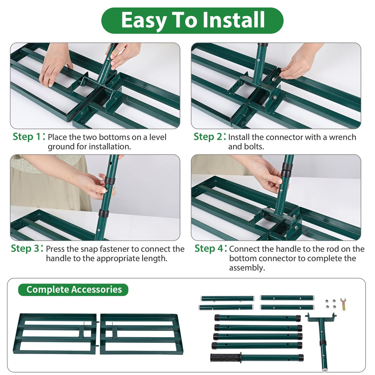 Signstek Lawn Leveling Rake, Stainless Steel Lawn Leveler with 30? x 10? Ground Plate, 76.7? Adjustment Long Handle, Level Lawn Tool for Grass, Golf