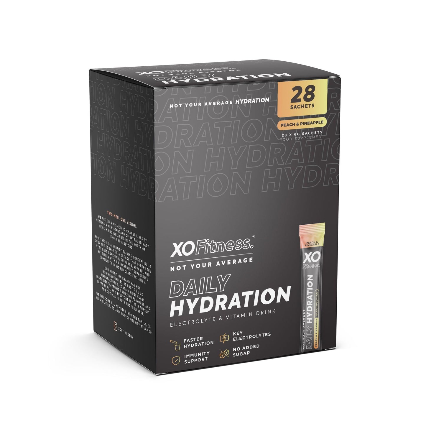XO Fitness Hydration Sachets | Key Electrolytes | Immunity Support with Essential Vitamins | Zero Sugar & Low Calorie Hydration Multipliers | Peach