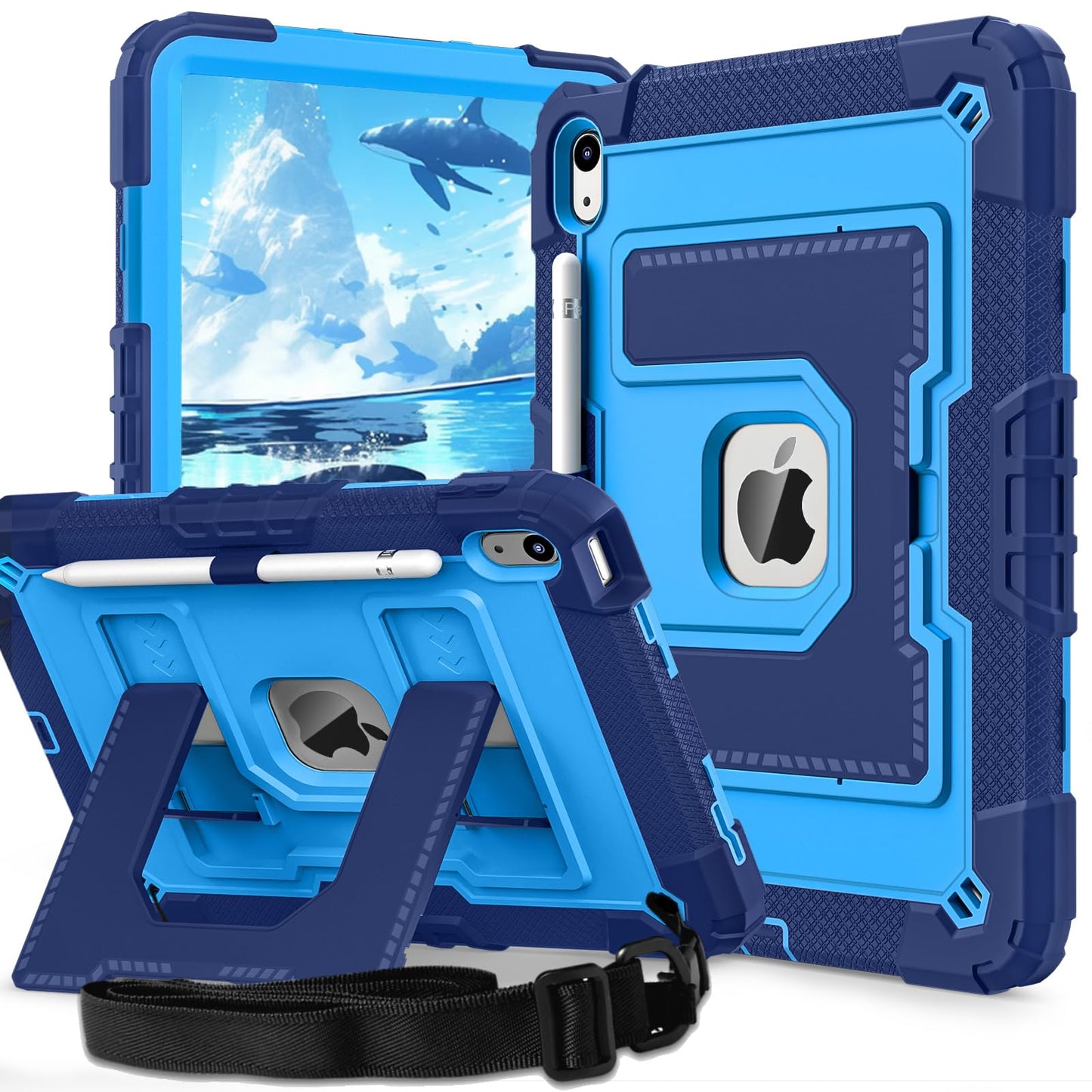 Ovenoe Case for iPad 11th Generation (A16) (11-inch, 2025)/iPad 10th Generation (10.9-inch, 2022), with Shoulder Strap, Fully-Body Rugged Shockproof