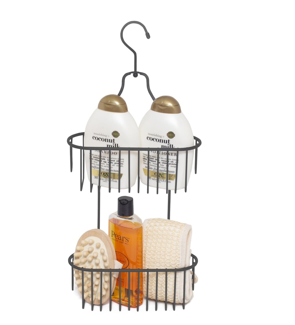 simplywire ? 2 Tier Hanging Shower Caddy ? Rust Resistant - Grey