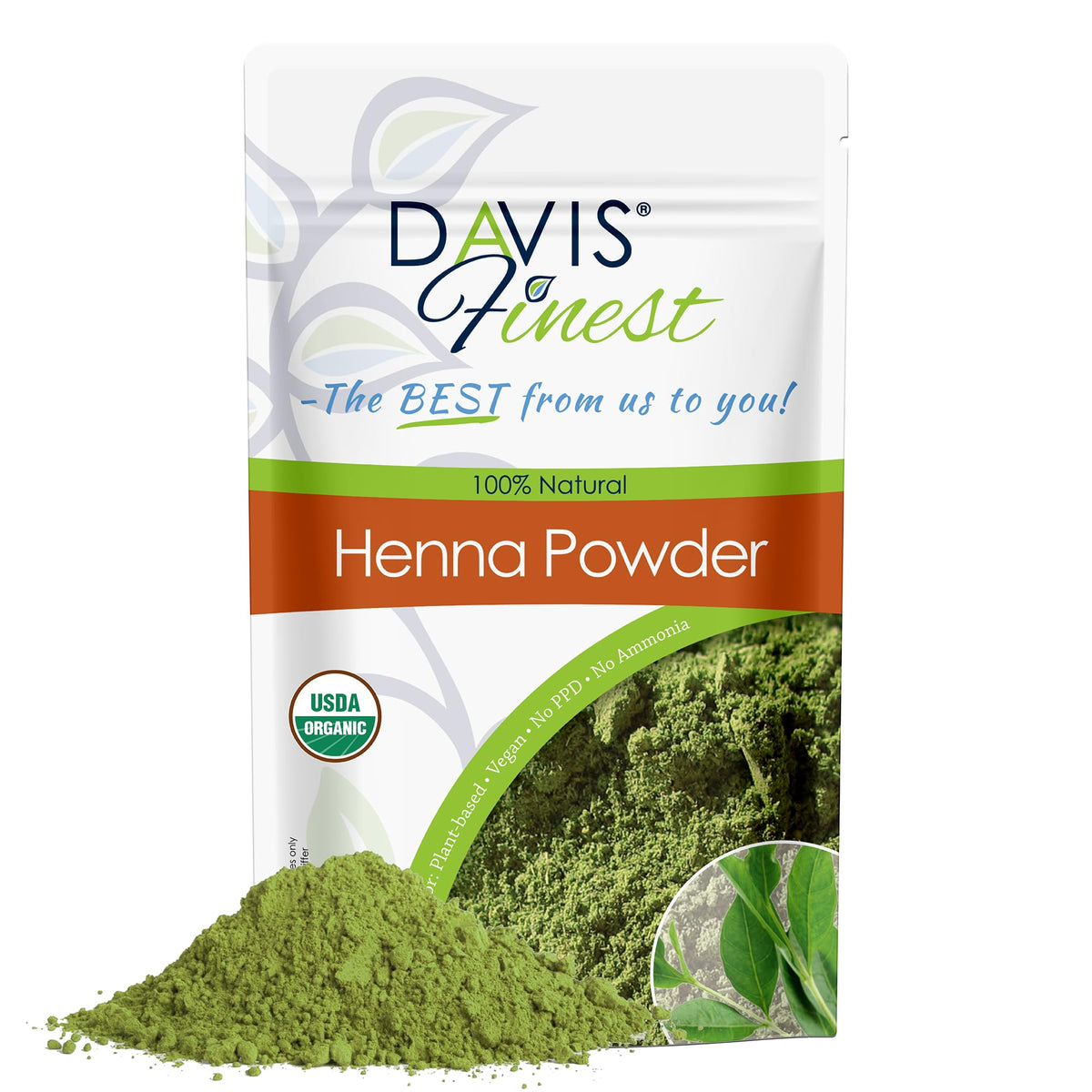 Davis Finest Organic Pure Henna Powder 500g, Natural Hair Dye