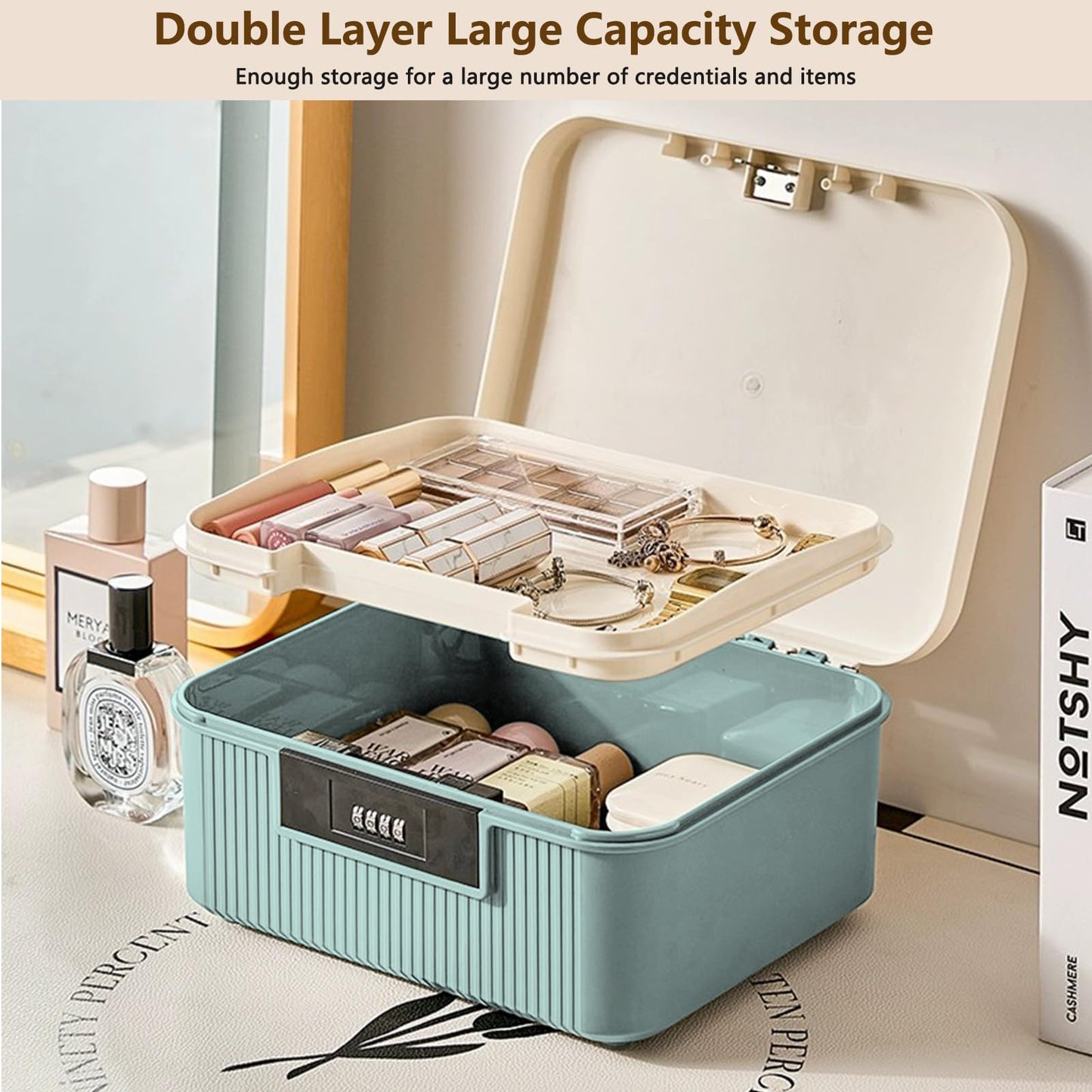 HOTOOLME Lockable Storage Container Bin,Medicine Organizer Box, S