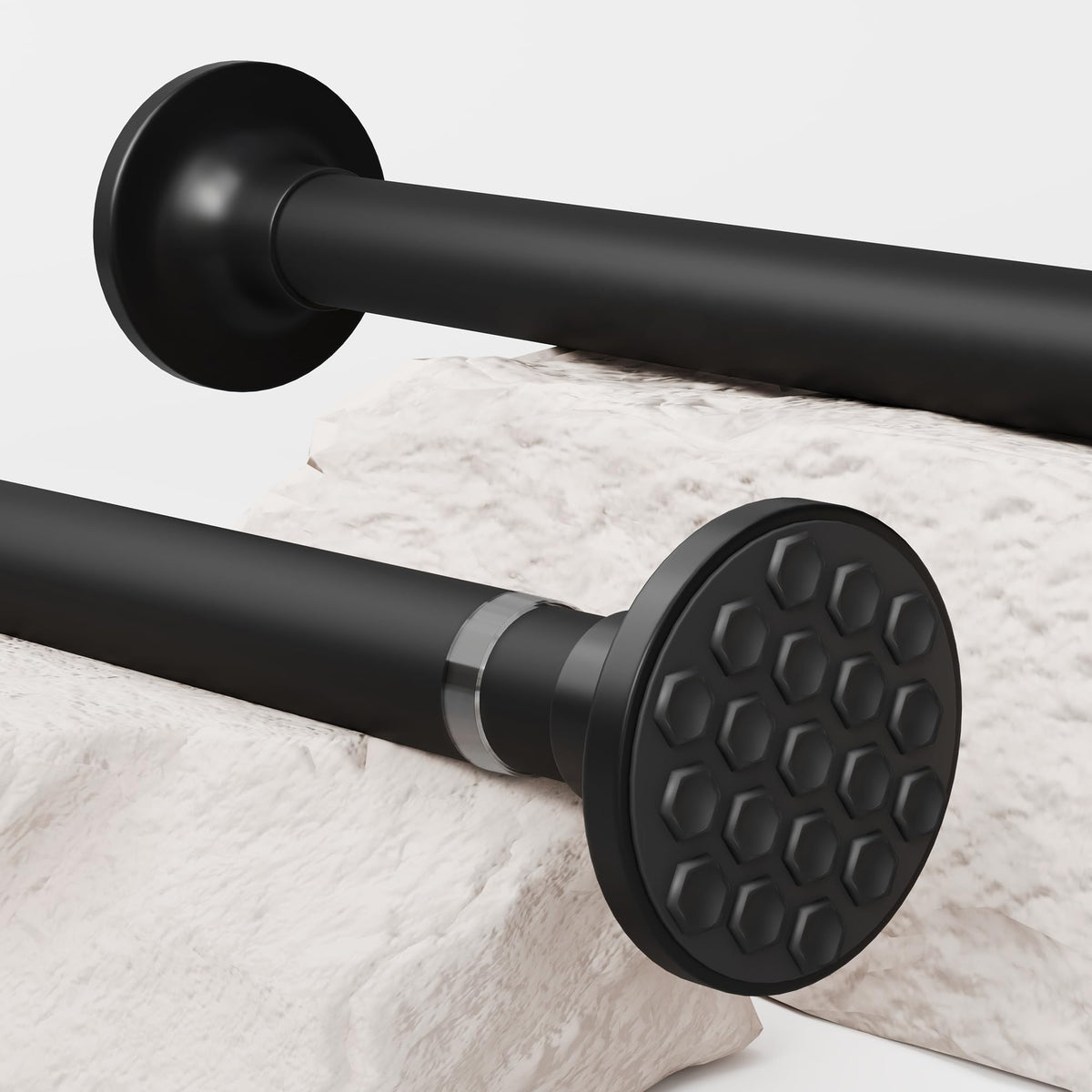 Shower Curtain Rail Extendable Curtain Rod no Drilling Telescopic Pole Stainless Steel Tension Rods for Living Room, Bedroom, Bathroom, Balcony