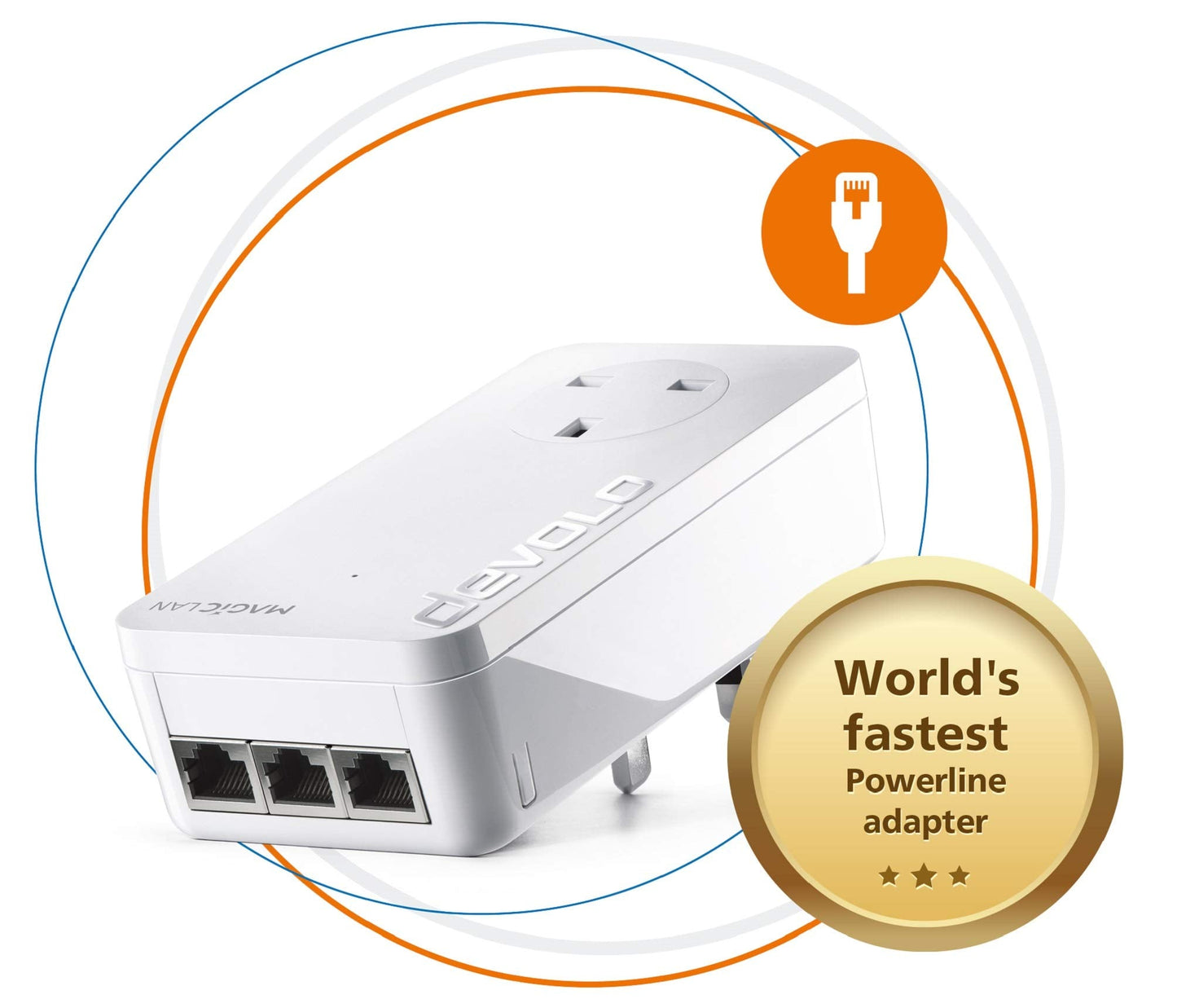 devolo Magic 2-2400 LAN Triple: Add-on Powerline Adapter (Up to 2400 Mbps for Your Powerline Home Network, 3x Gb LAN Ports, Ideal for Online Gaming,