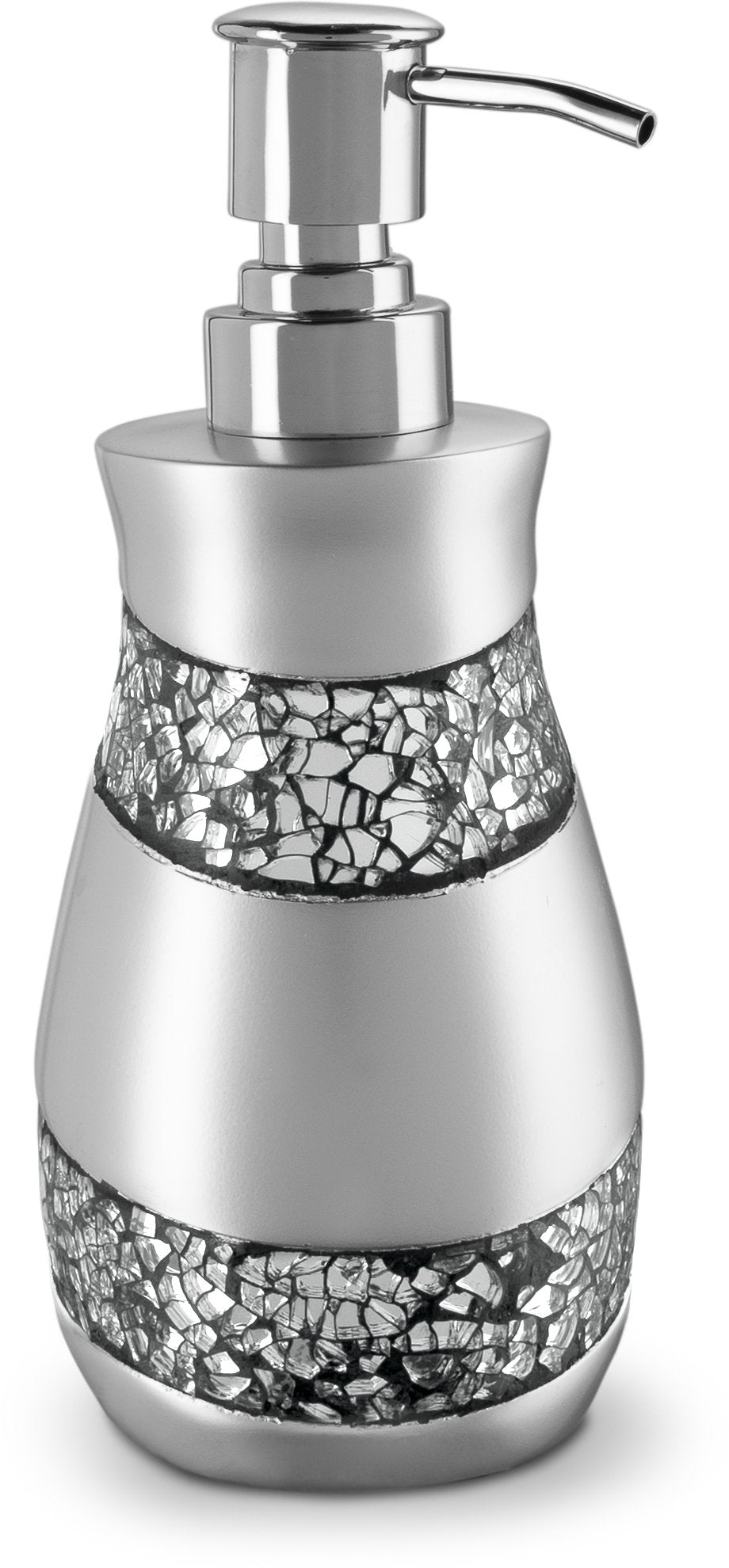 Creative Scents Silver Mosaic Liquid Soap Dispenser for Bathroom - Decorative Lotion Dispenser - Bling Countertop Soap Dispenser for Liquid Soap and