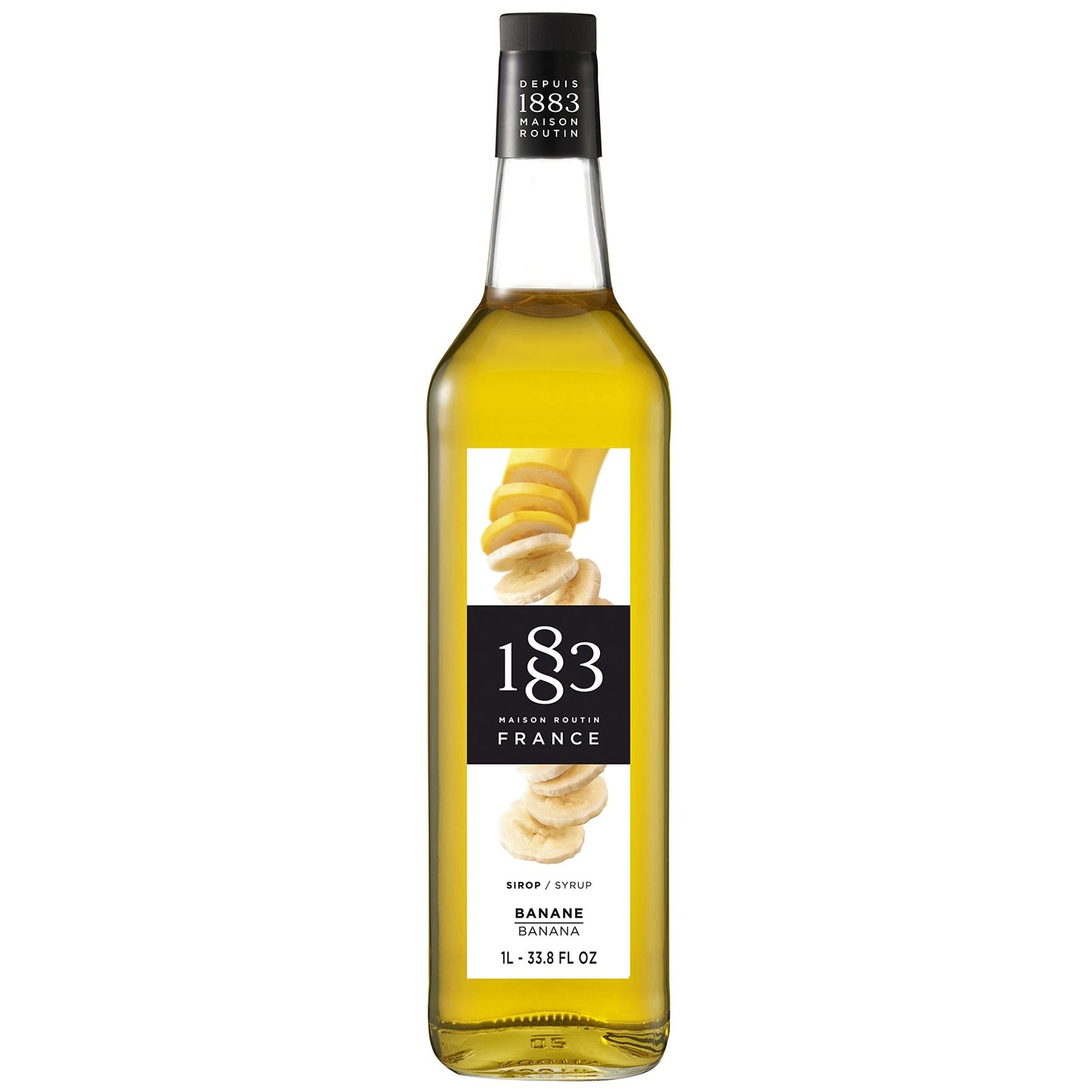 1883 Maison Routin Premium Banana Syrup ? Flavoured Coffee Syrup for Cocktails, Milkshakes and Baking ? Vegan-Friendly, No Preservatives ? 1L Glass