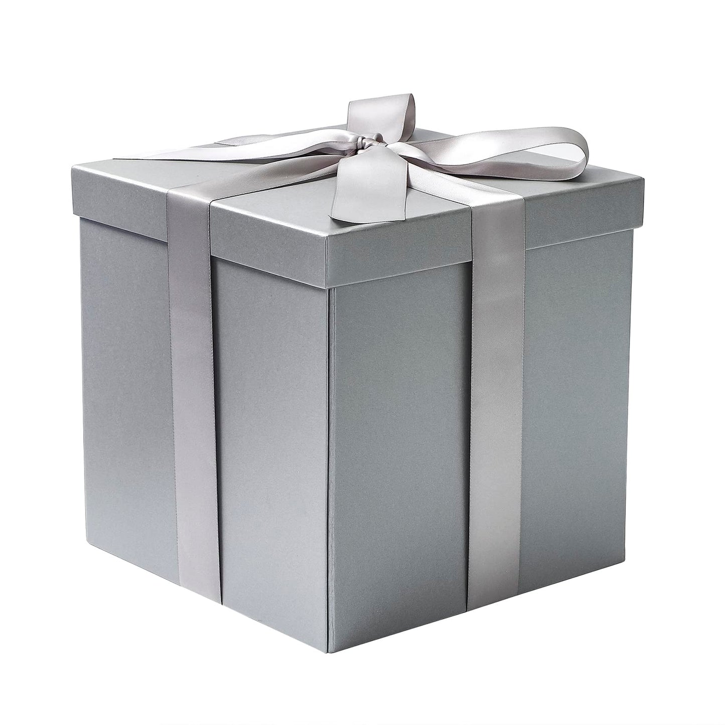 RUSPEPA Medium Birthday Gift Box with Lids, Ribbon and Tissue Paper, Collapsible Gift Box - 1 Pcs, 23 x 23 x 23 cm, Gray