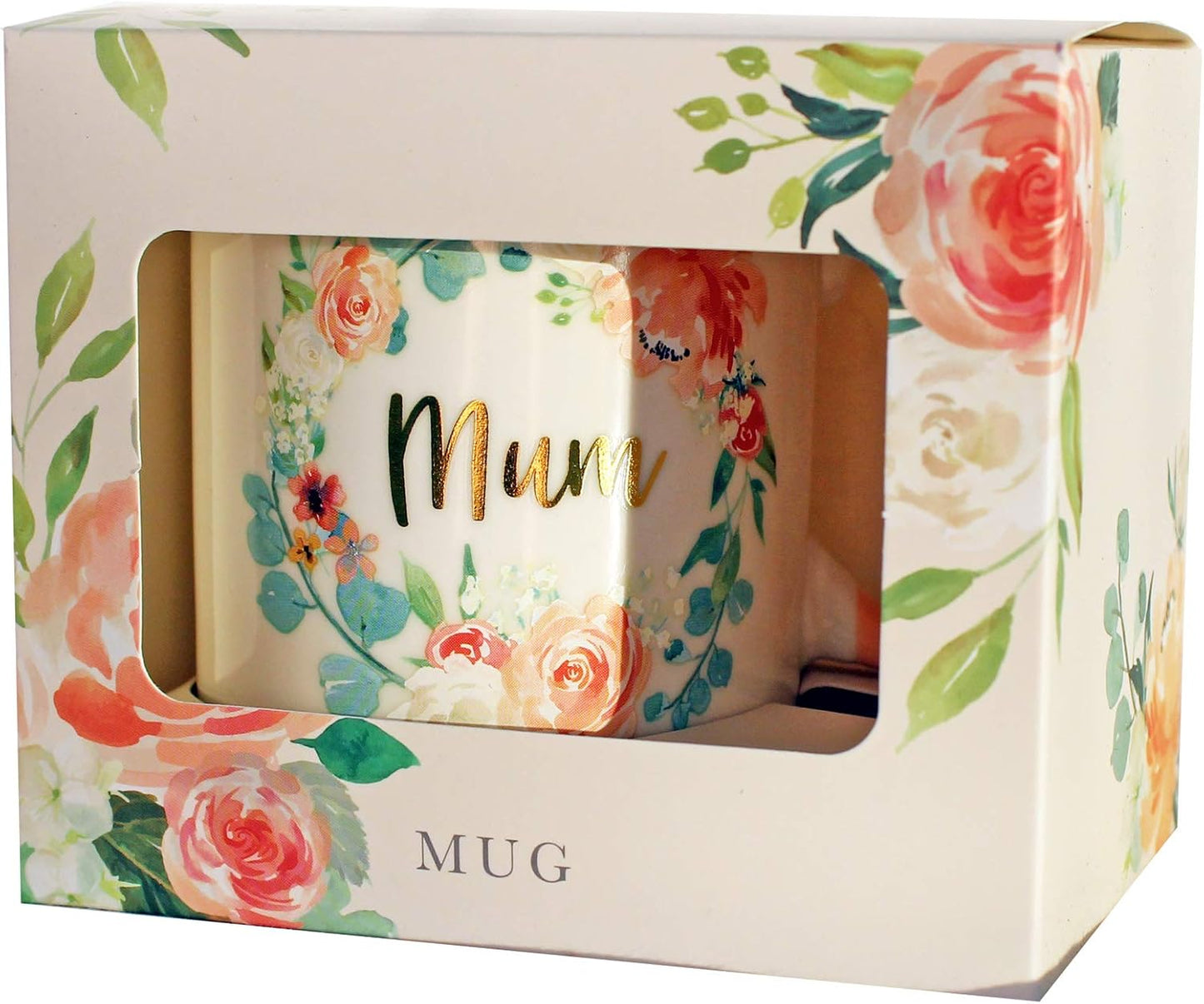 Floral Mug with Gold Foil Wording from Peaches and Cream - Mum