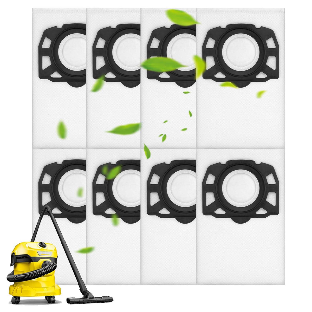 8 Pack Karcher Vacuum Bags, Vacuum Dust Bags Replacements Compatible with Karcher WD 2 Plus, WD 3, WD 3 Battery, KWD 1/D 2/D 3, MV 3, WD 3.200 to WD
