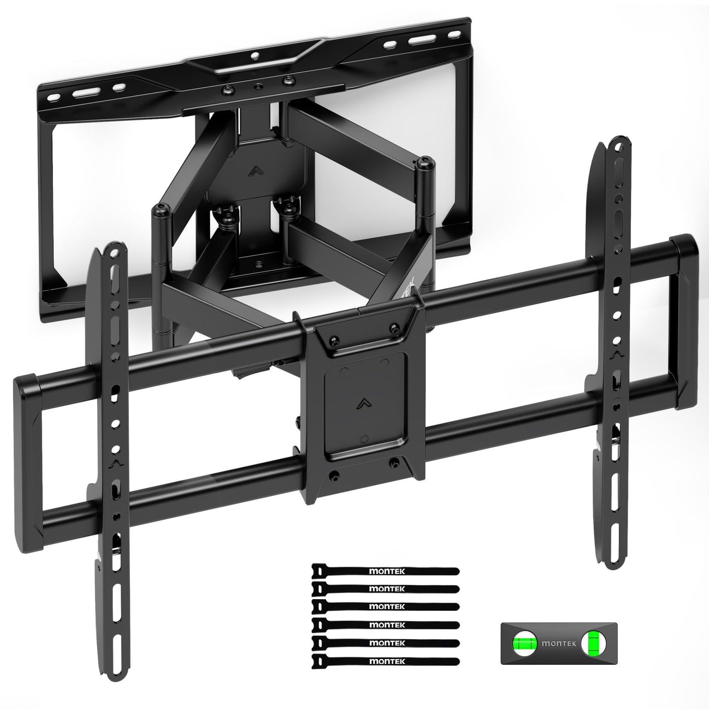 monTEK Heavy Duty Full Motion TV Wall Bracket for 37-90 inch TV up to 75kg, 4X Load Tested, Universal Dual Arm TV Bracket, Articulating, Tool-Free
