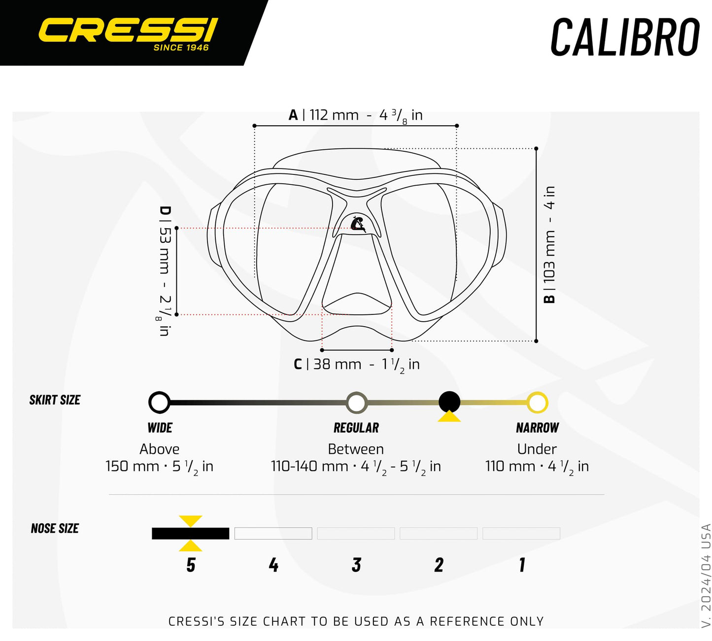 Cressi Calibro Diving Mask - Transparent, Uni