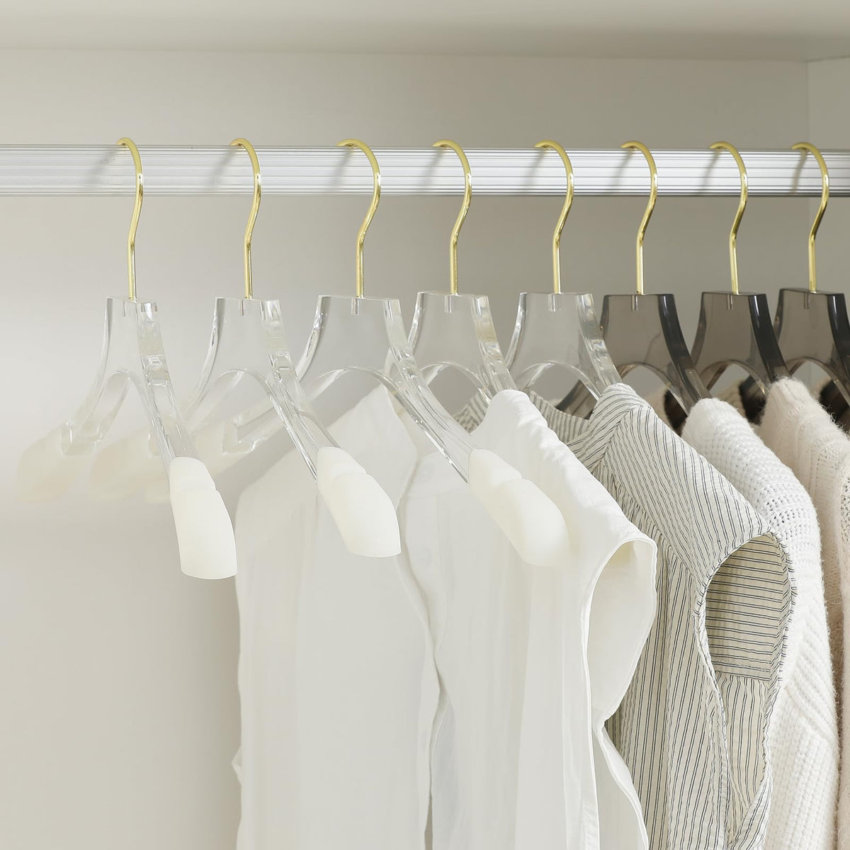 Besser 6 Pack Luxury Acrylic Hangers 38 cm,Gold Acrylic Hanger for Coat Suit,Premium Crystal Non-Slip Hangers with Gold Hook