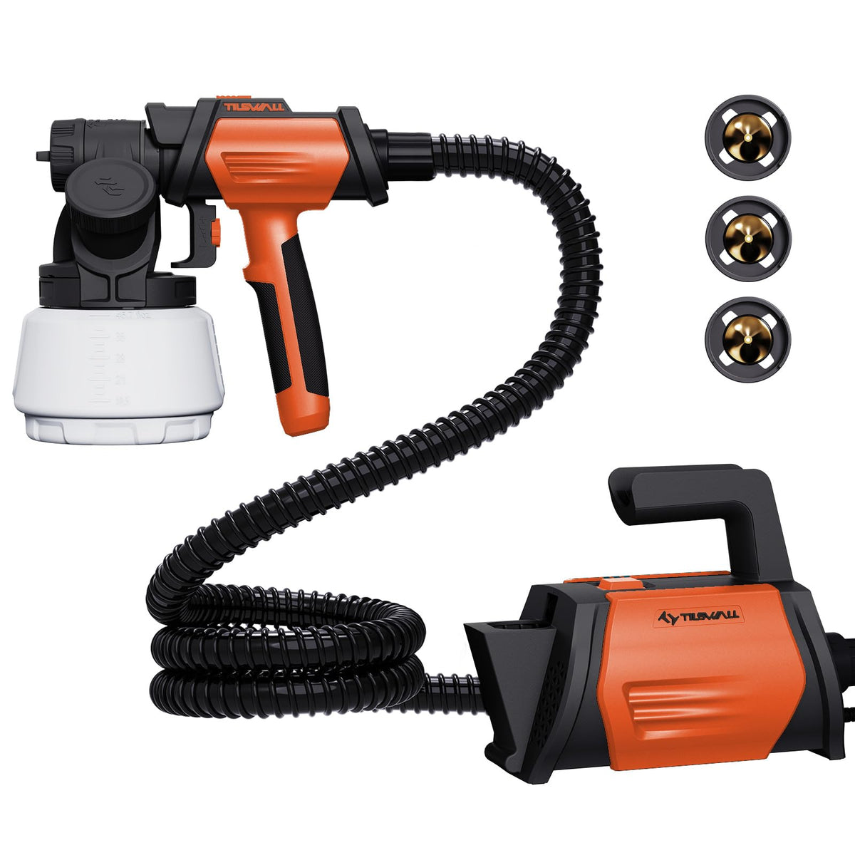 Tilswall Paint Spray Gun Shark 800 HVLP Electric Paint Sprayer with 1300ml Container, 120 DIN-s Fence Sprayer with 4 Nozzles and 3 Spray Modes for
