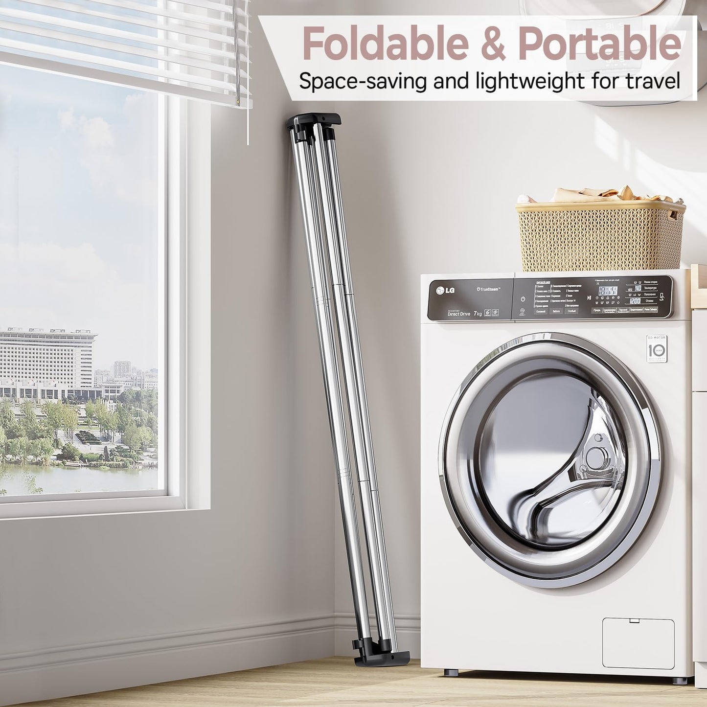 SYKIARIOL Stainless Steel Clothes Rail, Collapsible Drying Rack