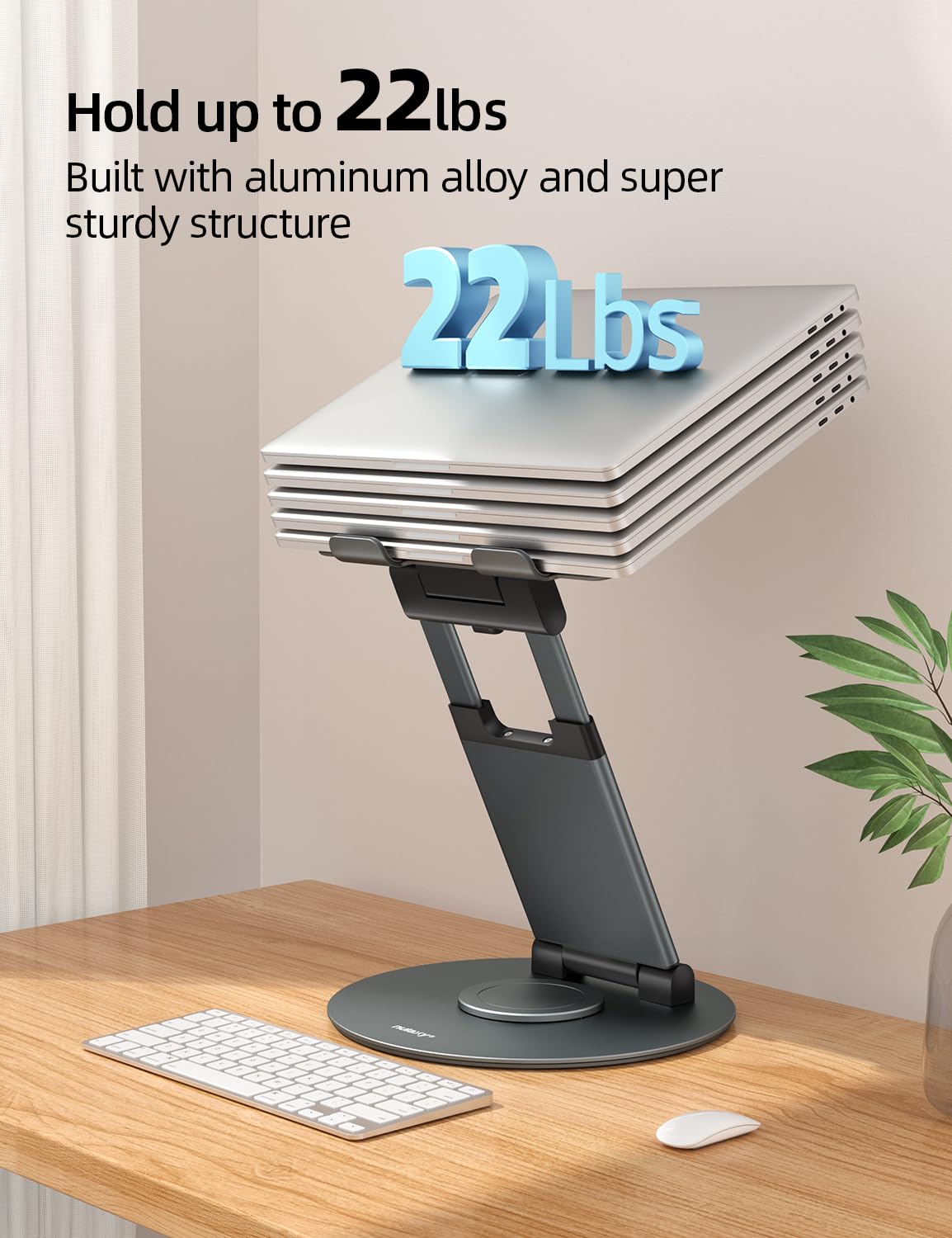 Nulaxy Telescopic 360 Rotating Laptop Stand for Desk Adjustable Height Swivel Pull Out Design Laptop Riser Holder Computer Stand Compatible with All