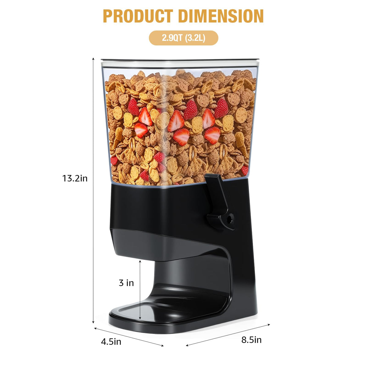 Tokokimo Cereal Dispenser Containers, Double Cereal Storage Containers - Not Easy to Crush Food, Dry Food Dispenser for Cornflakes, Candy, Nuts,