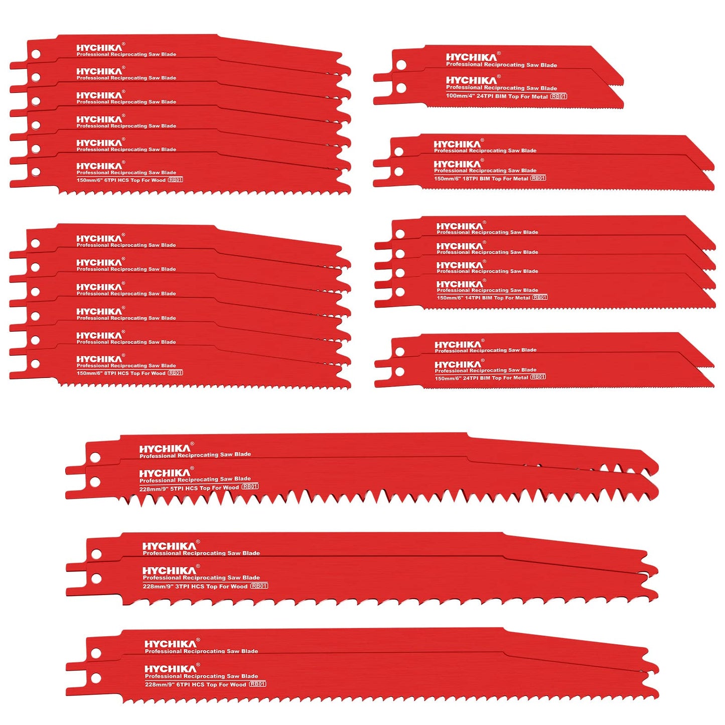 HYCHIKA 32-Piece Reciprocating Saw Blade Set Metal Cutting Saw Blades with Organizer Case