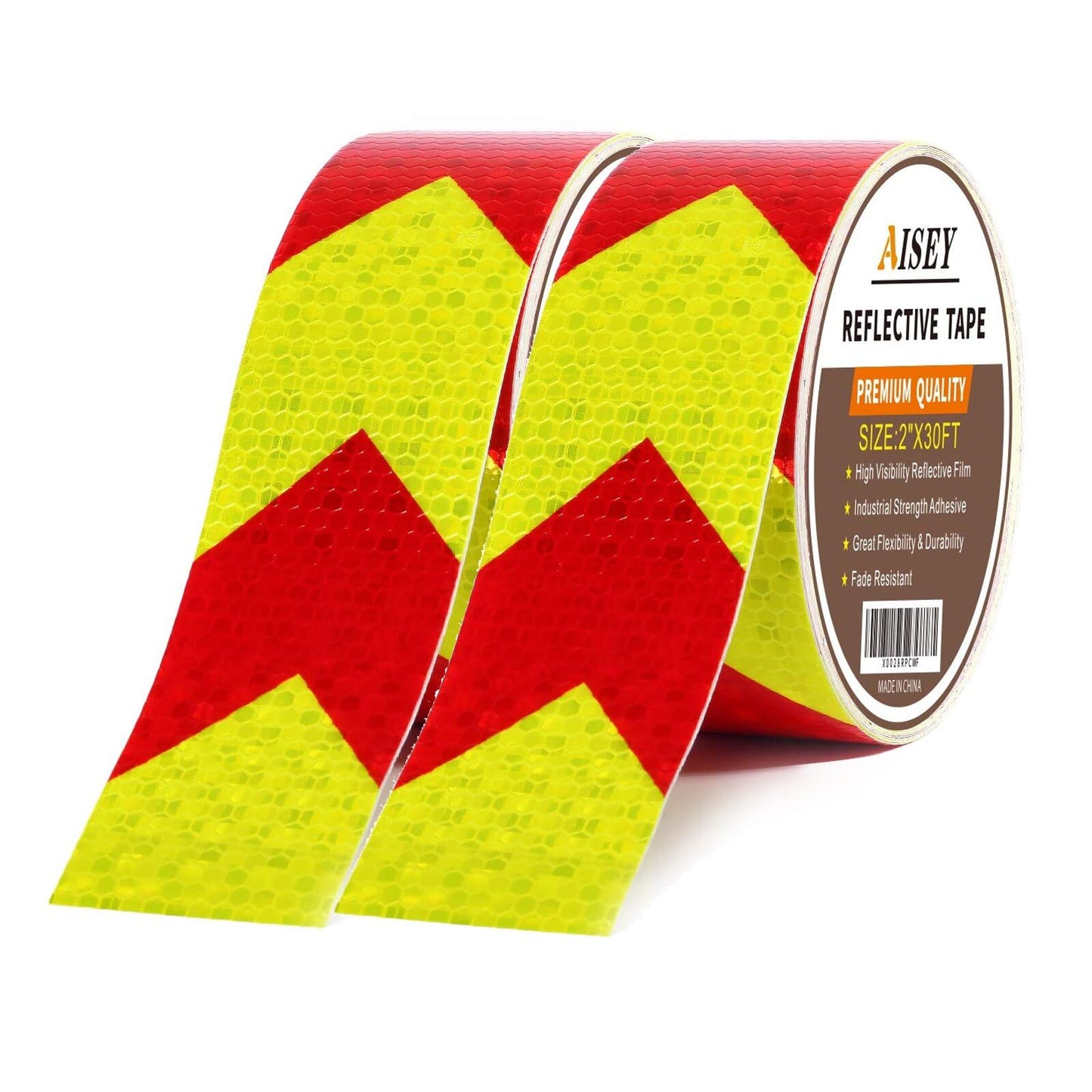 AISEY Reflective Tape White Outdoor High Vis Conspicuity Safety Tape, Reflector Tape Trailer Waterproof - 2?x 30ft/Roll, 2 Pack
