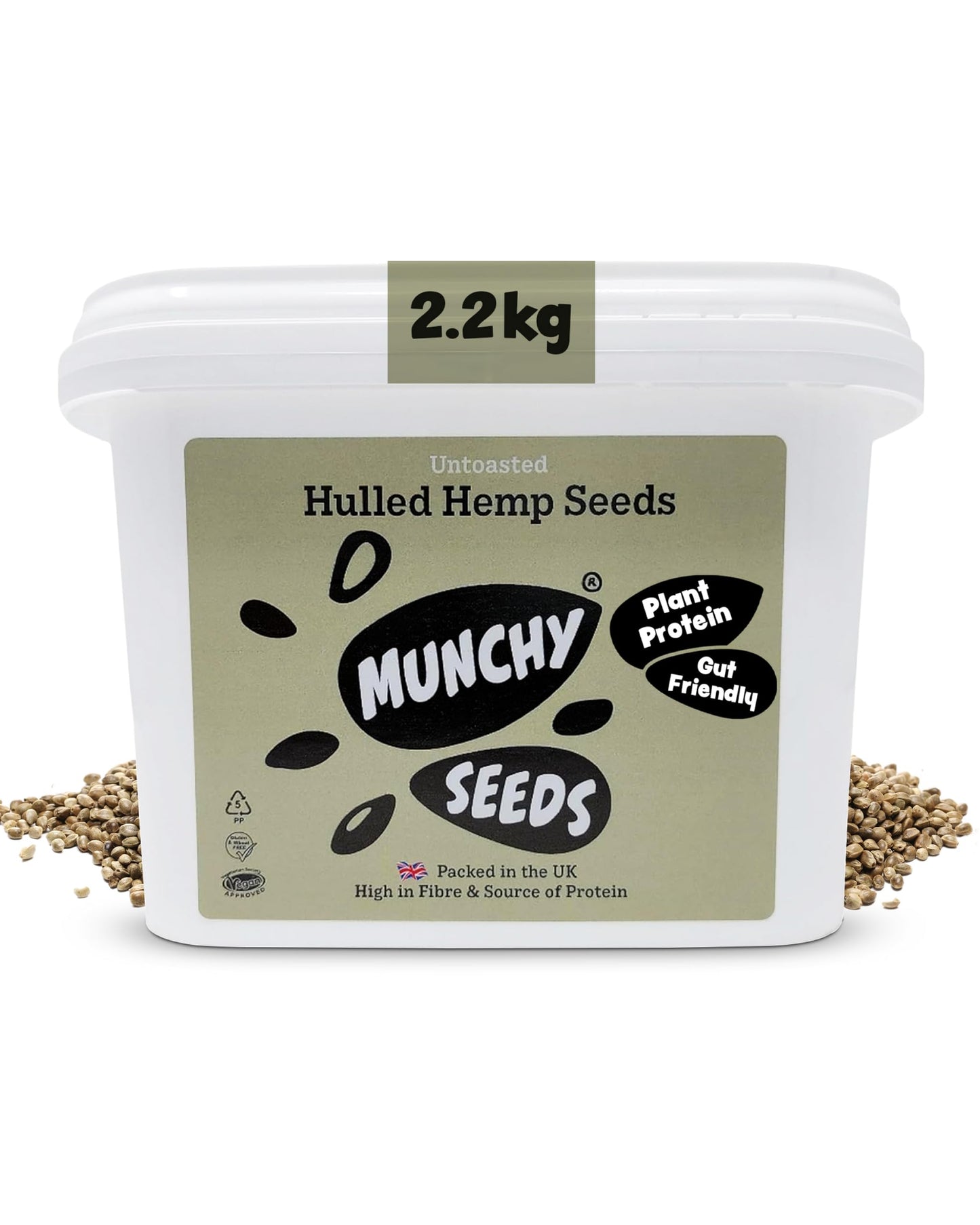 Munchy Seeds Hulled Hemp Seeds, Nutritious Unshelled Hemp Seeds, Perfect With Cereal & Oats, Great Source Of Vegan Protein & Omega 3, High Fibre Hemp