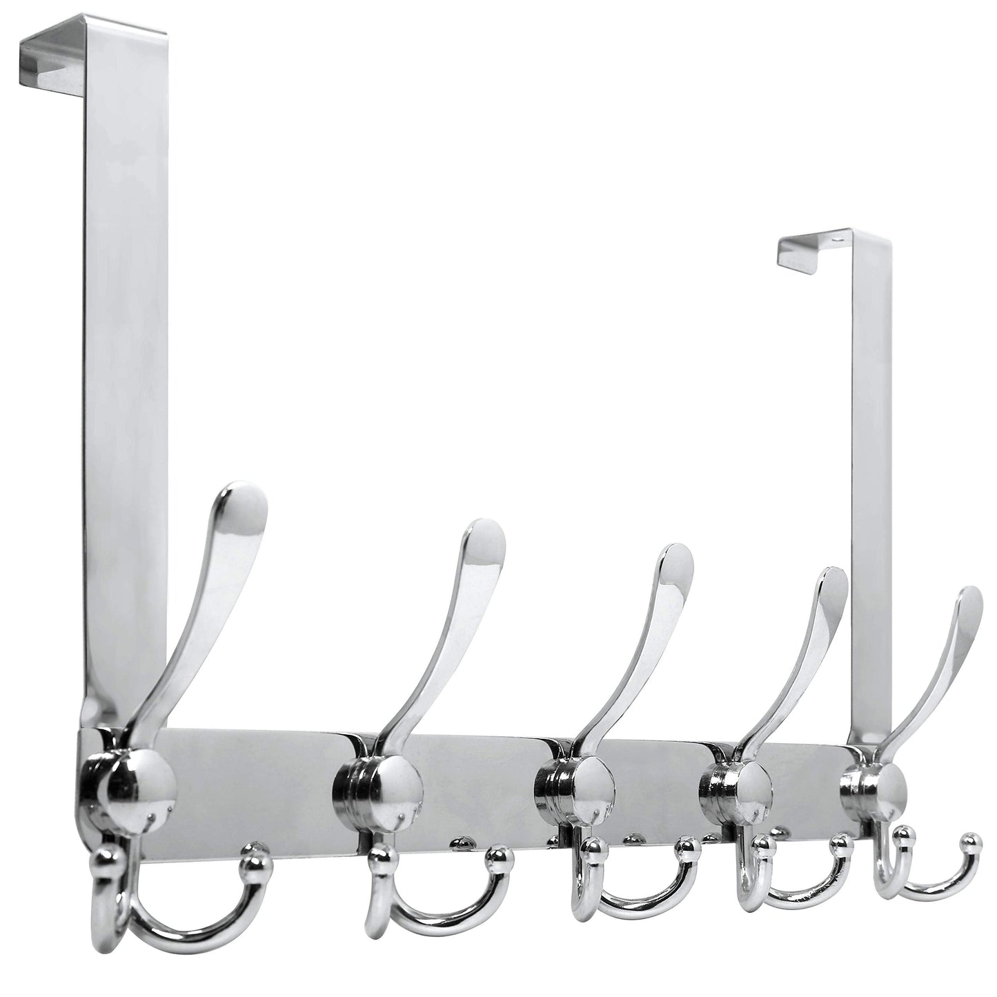 WEBI Over The Door Hook Rack with 5 Tri Hooks for Hanging Coats,Over Door Hanger Coat Rack Over The Door Towel Rack Towel Hanger for Behind Back of