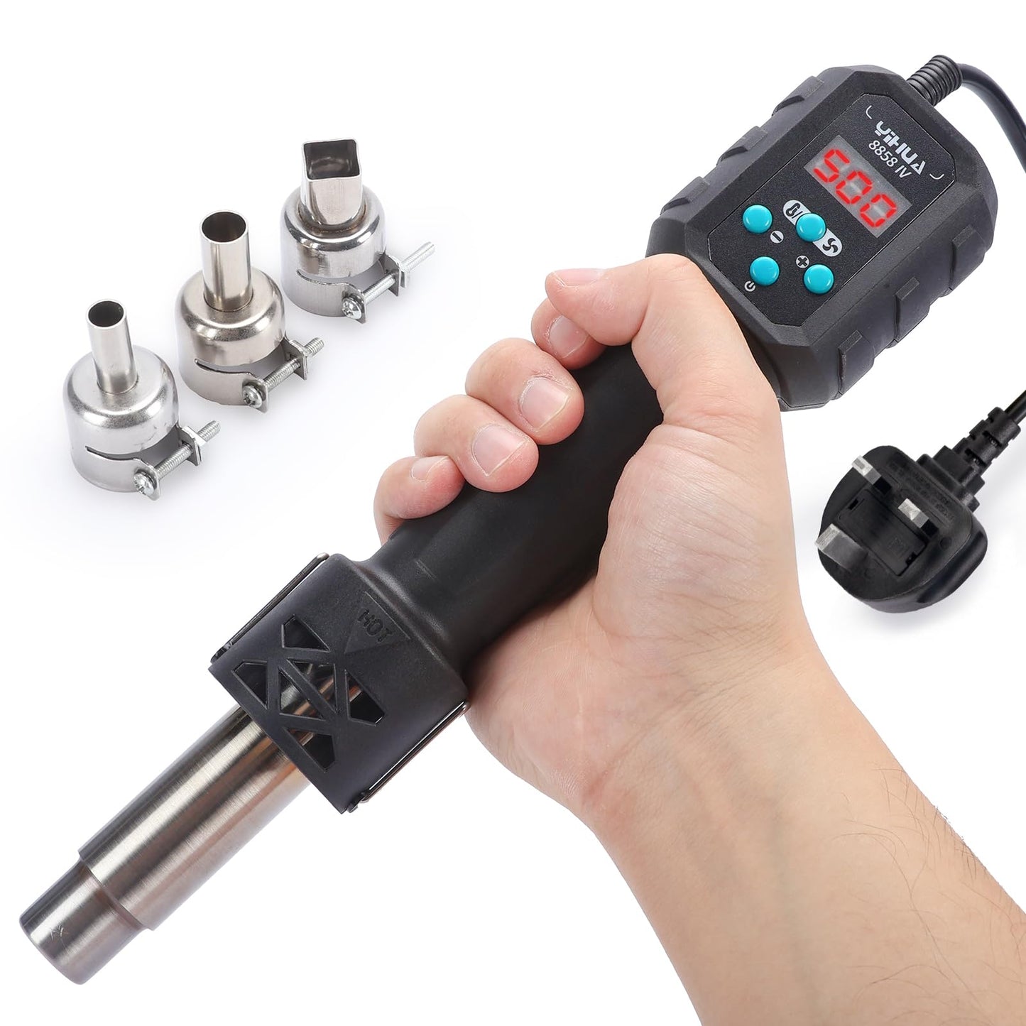 YIHUA 8858-IV Multi-Purpose Heat Gun for Crafting Electronics Soldering DIY Shrink Tubing and Wrap Torch Marker with Temperature and Air Volume