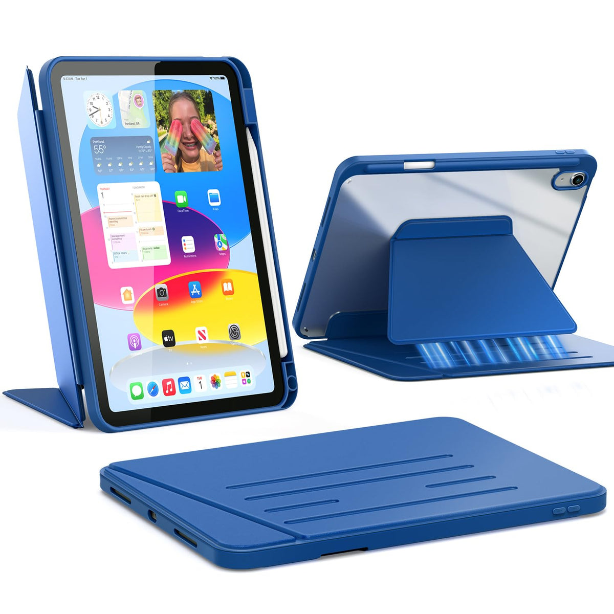 CACOE Case for iPad (A16) 11th/10th Generation with Pencil Holder, 5 Viewing Angles Magnetic Stand Cover for iPad 11/10 Gen 2025/2022 11/10.9 inch,