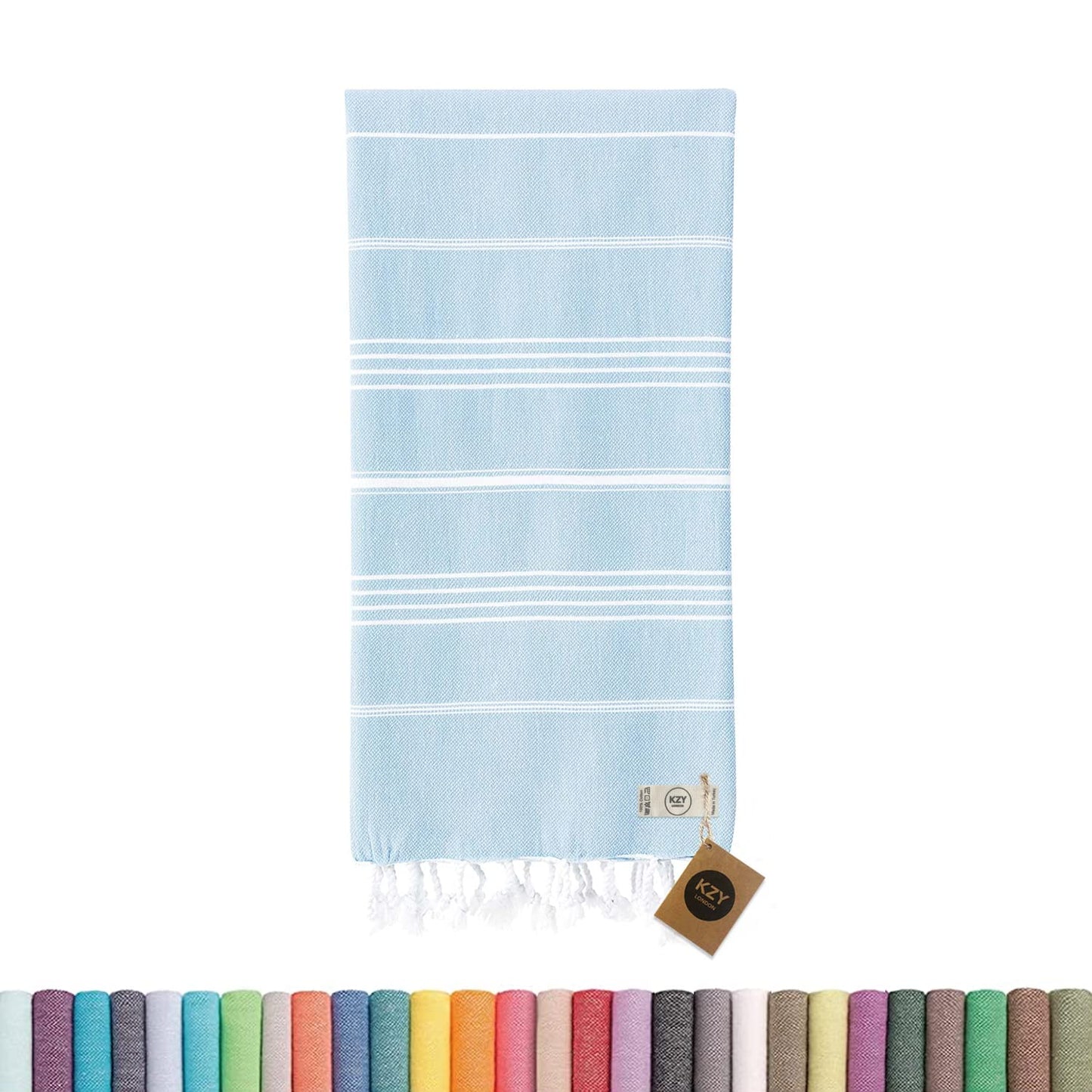 KZY LONDON Beach Towel - Large Turkish Beach Towels for Camping, Swimming, Bath, Gym, Picnic - Quick Dry, Super Absorbent, Lightweight, Cotton Hammam