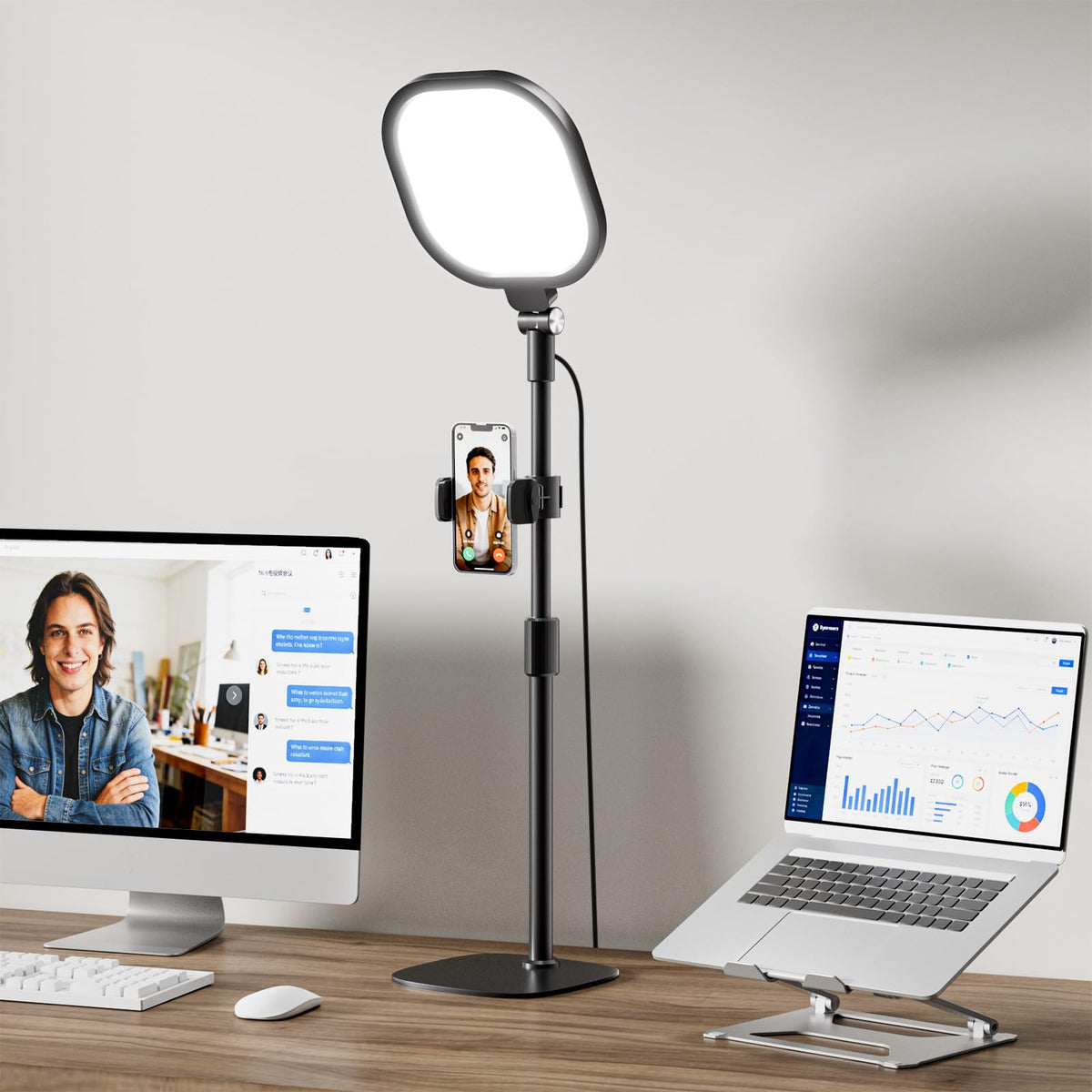 Desktop Video Conference Light for Zoom Meeting, Work from Home, Live Streaming with Nature Soft Light, Adjustable Brightness & Color Temp and