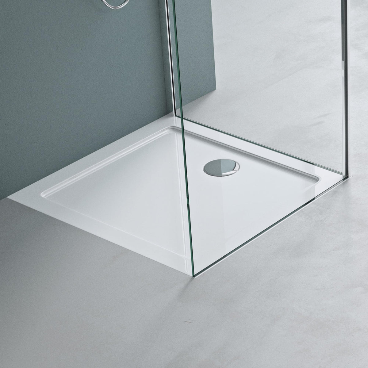 Mai & Mai Shower Tray Bathroom | Acrylic | White | Rectangular Shower Tray | WDH: 75?90?4cm | Durable Modern Shower Base for Shower Enclosures Faro2