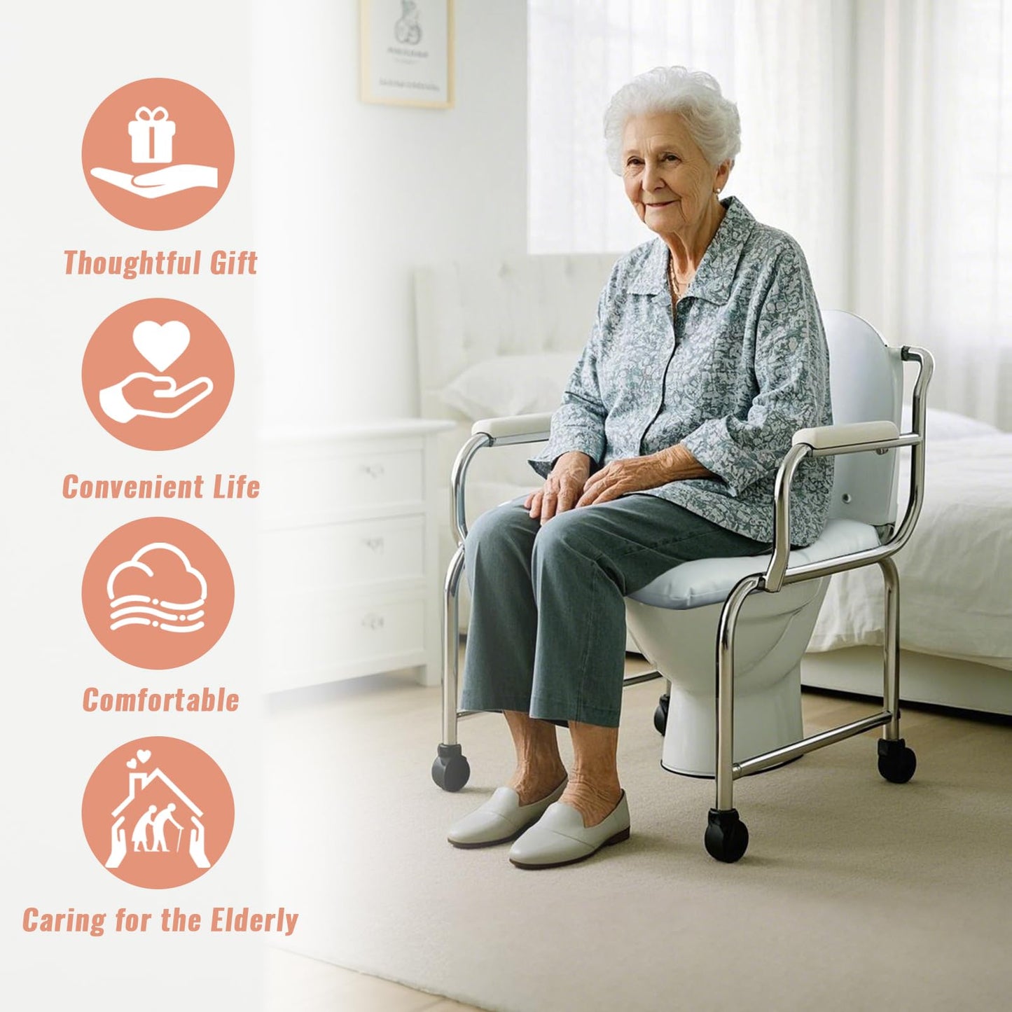 RoamReady Bedside Commode Cushion, Seniors Portable Seat Cushion for Toilet