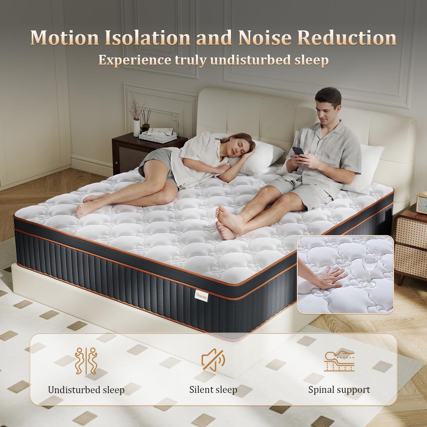 Thavion Single mattress, 3FT Single hybrid memory foam mattress,9-zone design with pocket springs and orthopaedic support