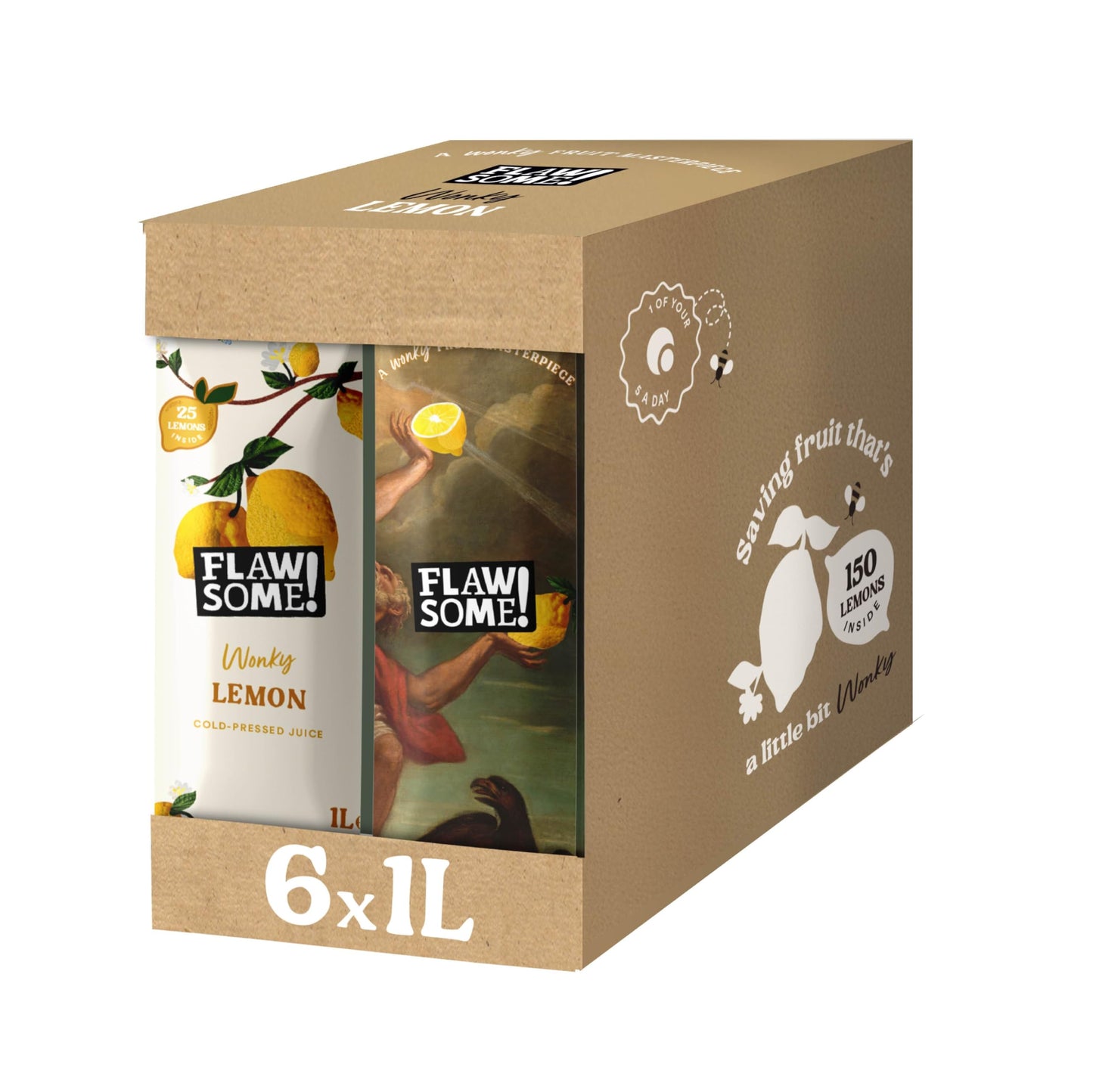 Flawsome! Lemon 6x1l - Cold-Pressed - No Added Sugar ? 100% Natural and Pure with No Sweeteners ? Craft Vegan Not from Concentrate