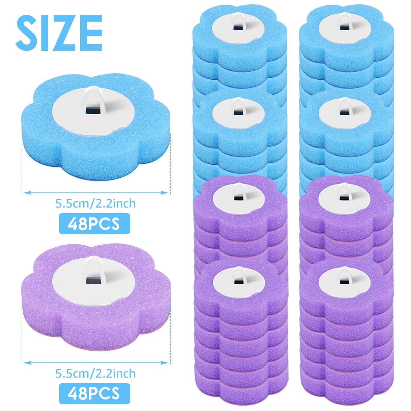 96 pcs Disposable Toilet Brush Refills 96 Sponge Brush Heads with Built-in Cleaning Solution