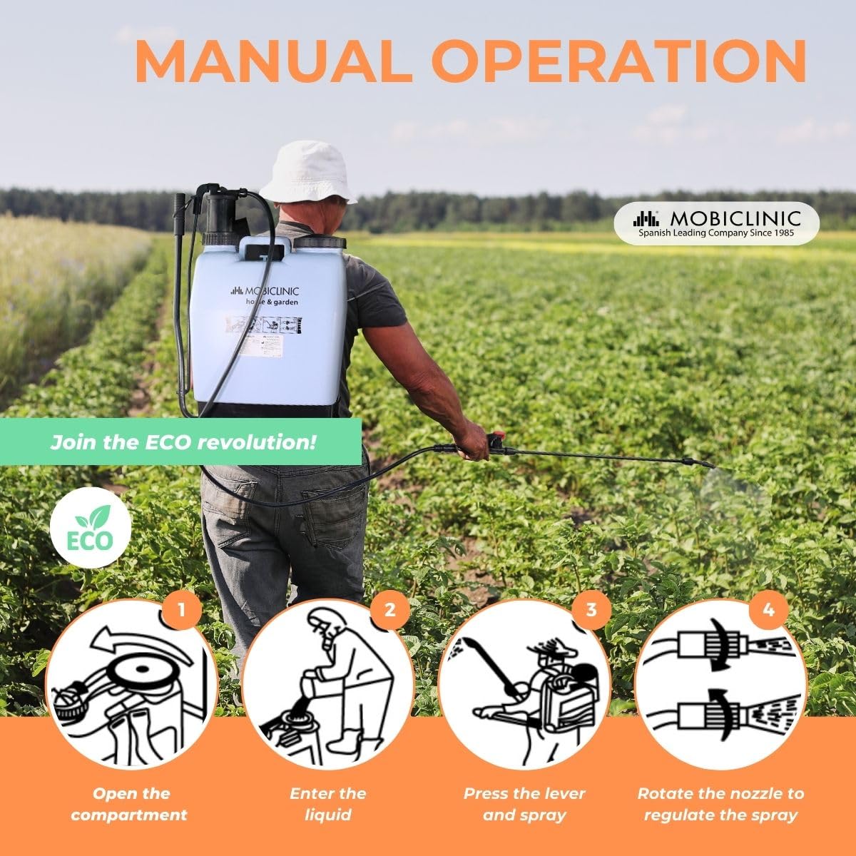 Mobiclinic?, Pump Sprayer, Capacity 16 L, Pressure Sprayer, Backpack, For Garden, Fumibug, Pump Sprayer, 4 Adjustable Nozzles, Light Weight 2,6 kg,