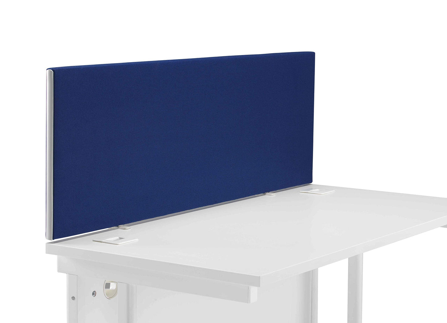 Office Hippo Upholstered Desktop Office Screen, G-Clamp Included, Fire-Retardant, Blue, 140 x 3 x 40 cm