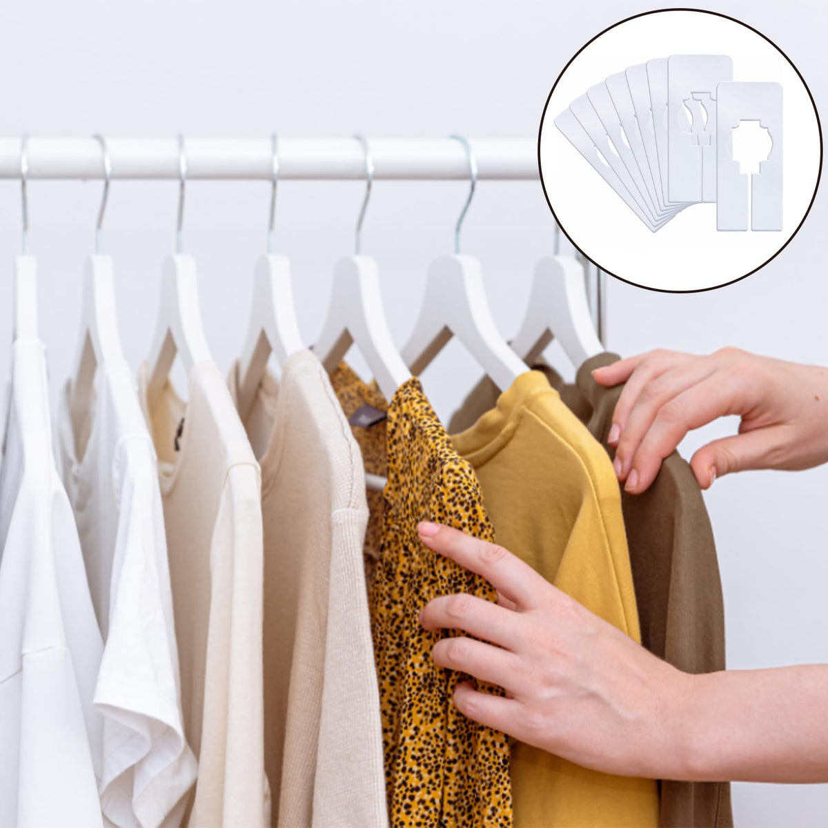 jeufun 8 PCS White Rectangular Clothing Rack Size Dividers for Sorting