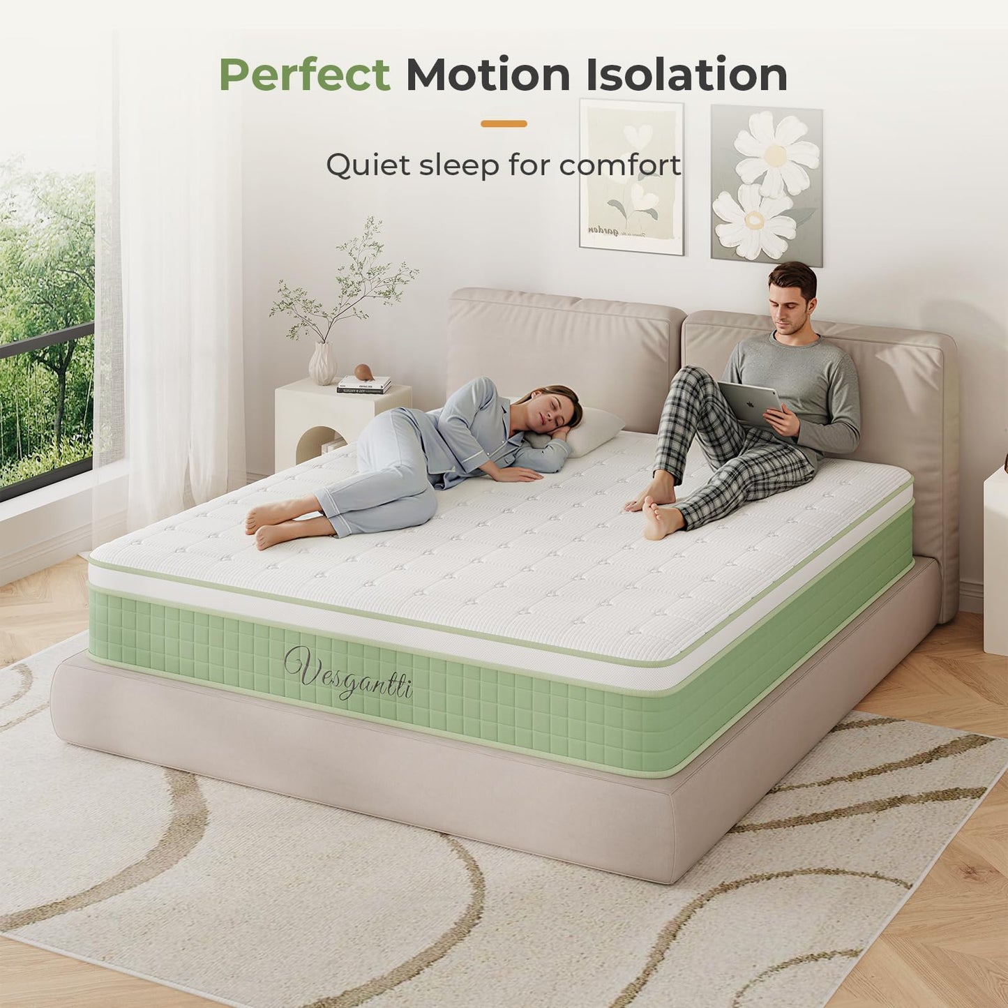 Vesgantti 4FT6 Double Mattress 135x190cm Hybrid Medium Firm Mattress